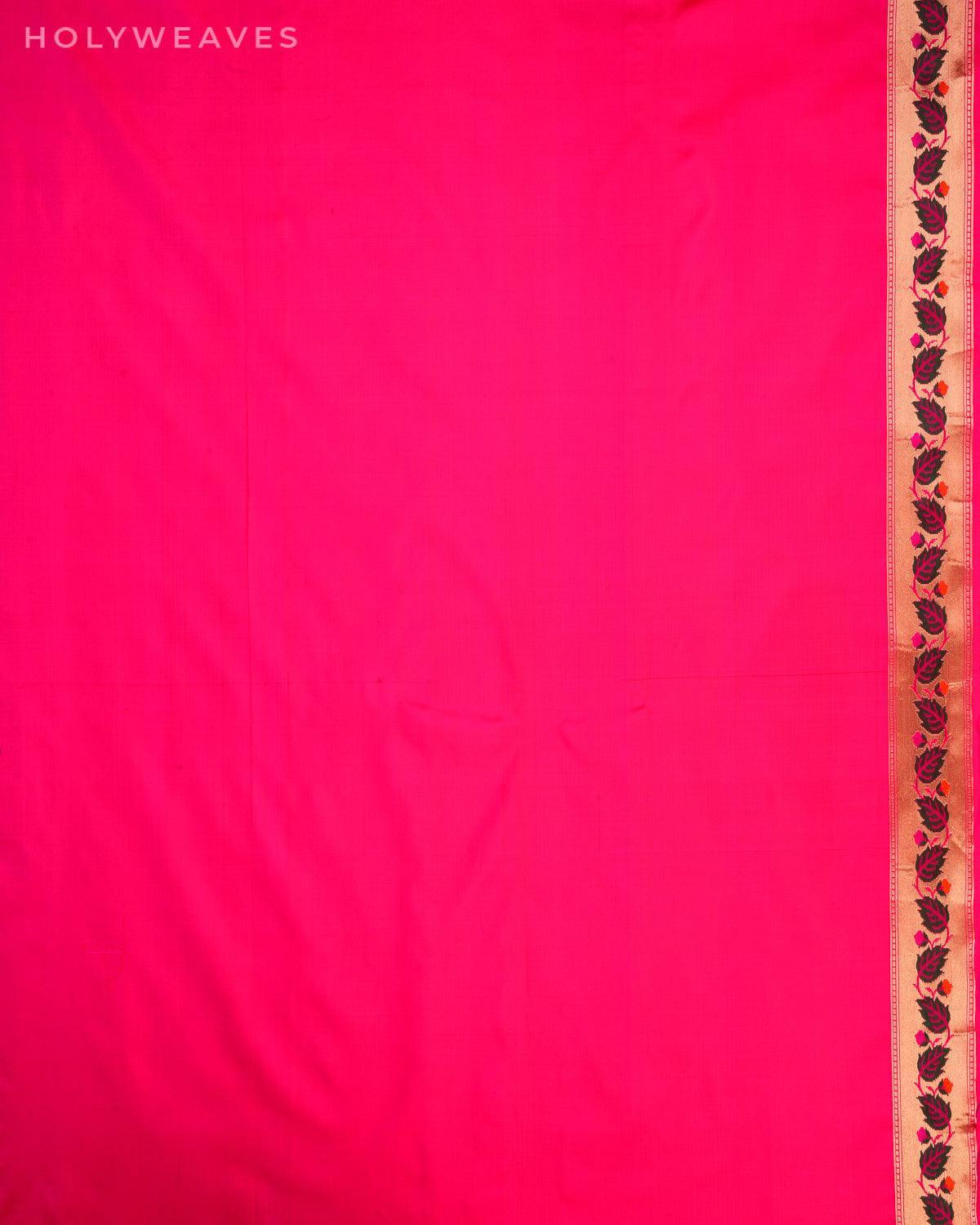 Golden Pink Banarasi Meena Jaal Zari Cutwork Brocade Handwoven Katan Silk Saree - By HolyWeaves, Benares