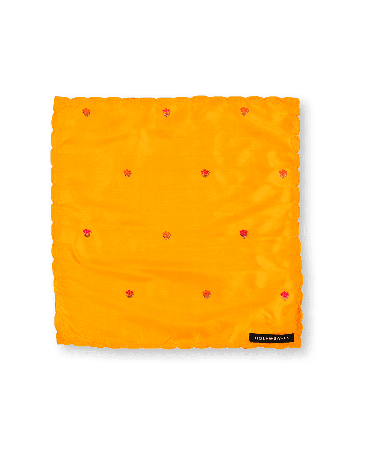 Golden Yellow Brocade Handwoven Pure Silk Pocket Square For Men - By HolyWeaves, Benares