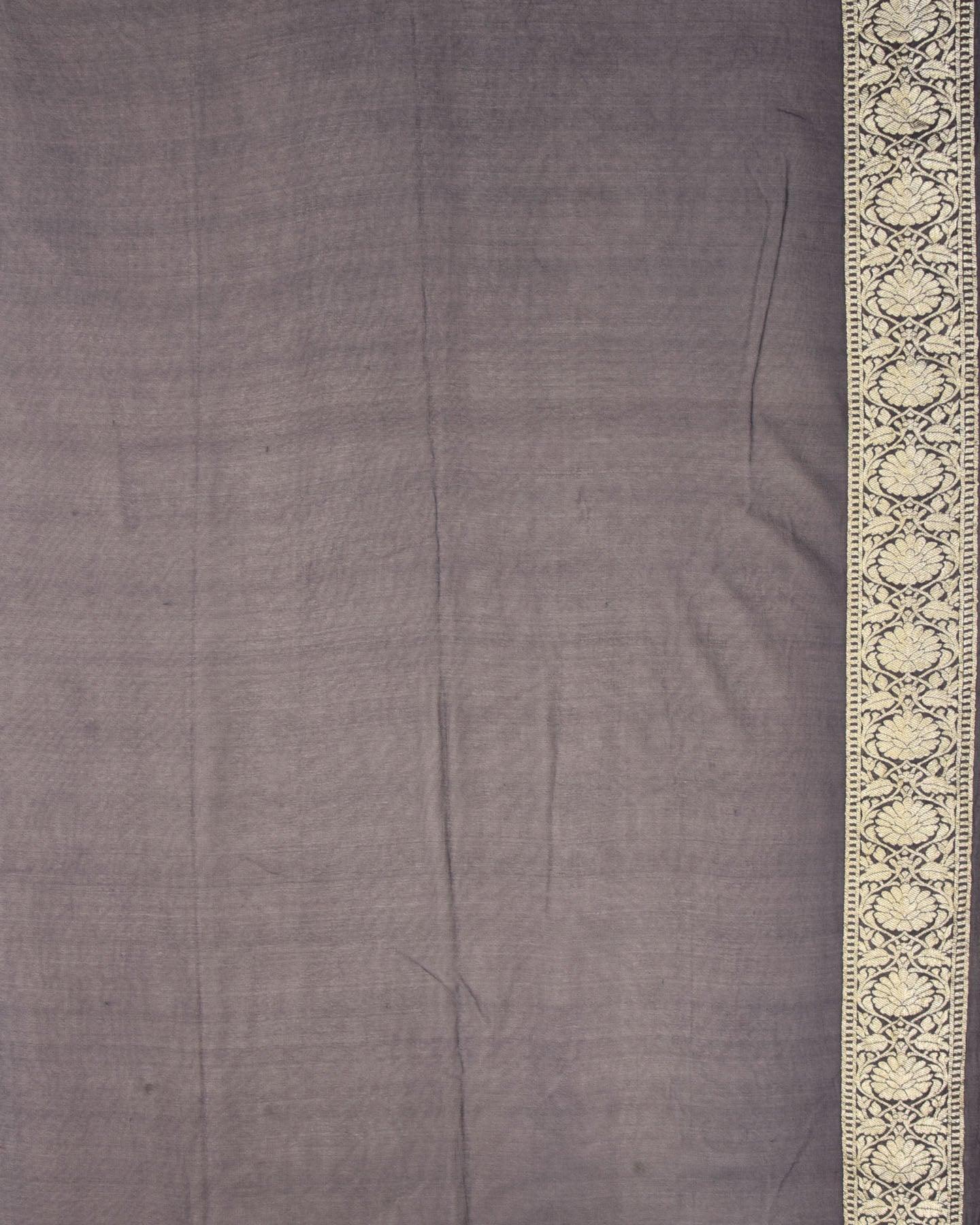 Gray Banarasi Chevron Zig-Zag Cutwork Brocade Handwoven Khaddi Georgette Saree - By HolyWeaves, Benares