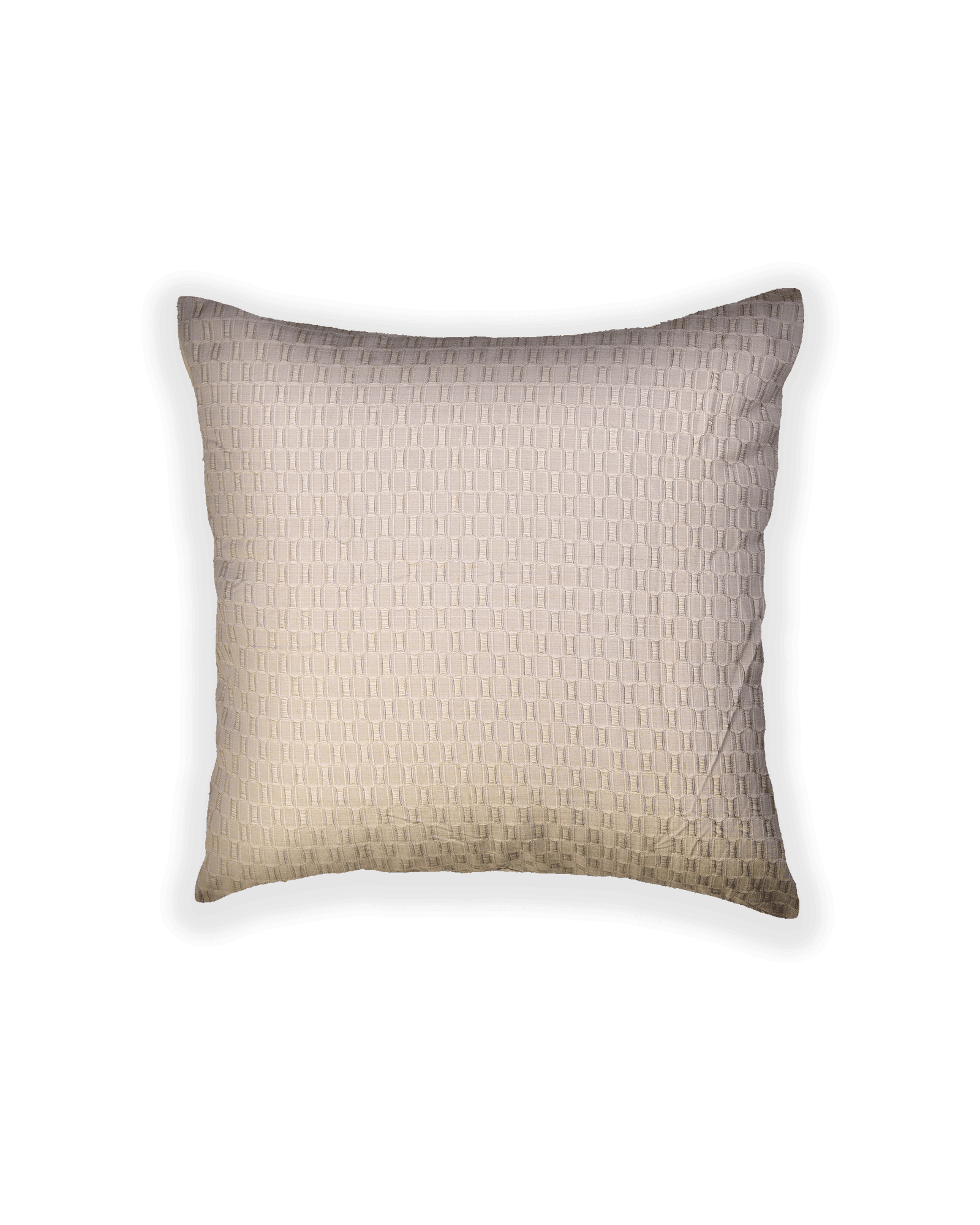 Gray Banarasi Tanchoi Poly Cotton Cushion Cover 16" - By HolyWeaves, Benares