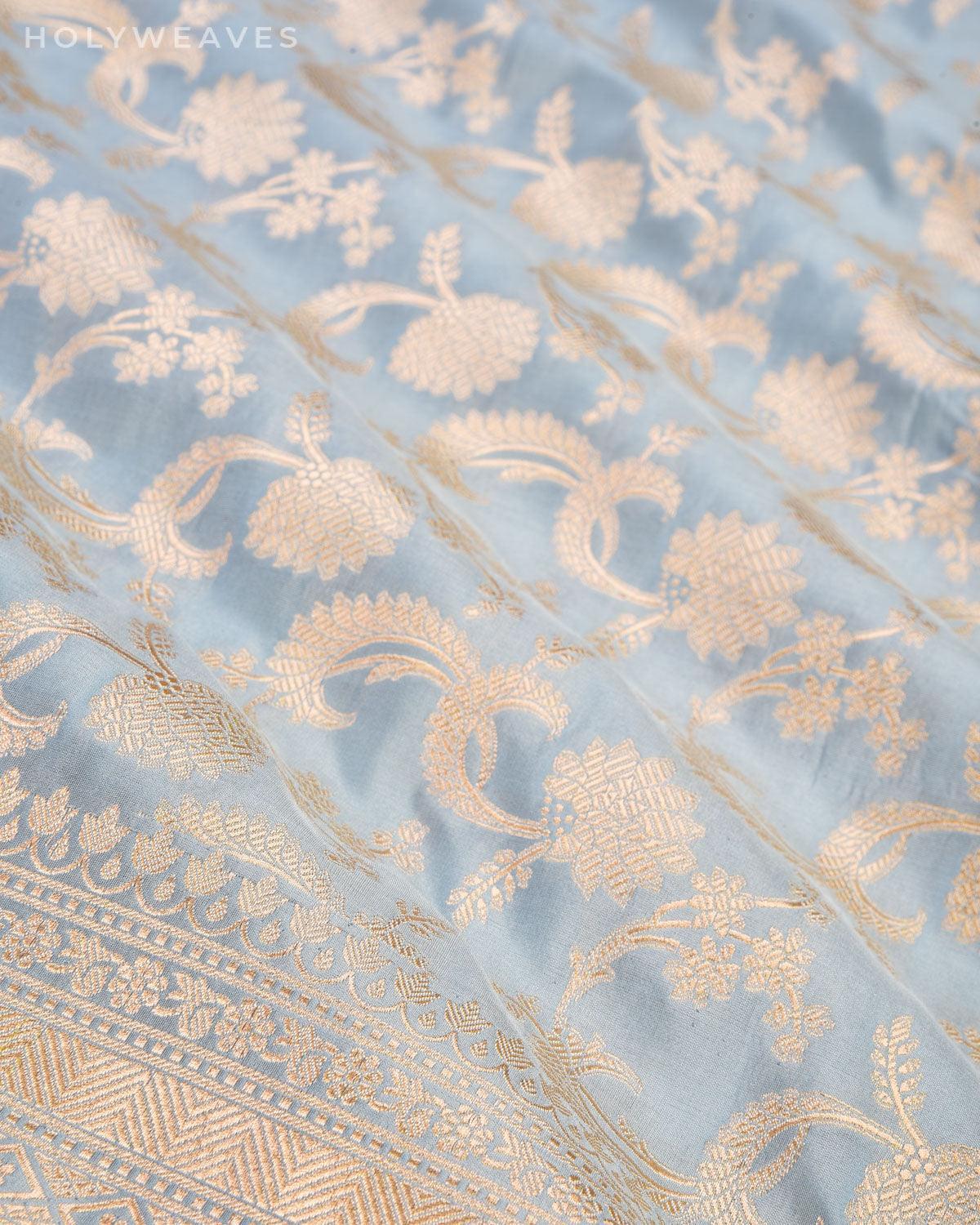 Gray Banarasi Zari Jaal Cutwork Brocade Handwoven Katan Silk Saree - By HolyWeaves, Benares