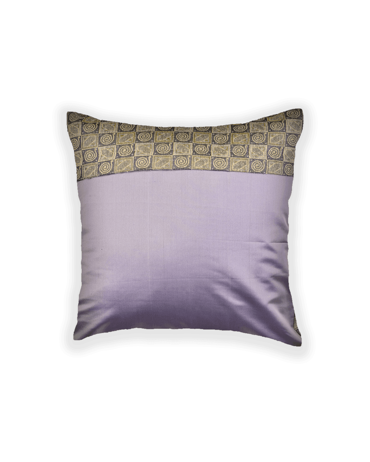 Gray Brocade Handwoven Noile Silk Cushion Cover with Satin Back 16" - By HolyWeaves, Benares