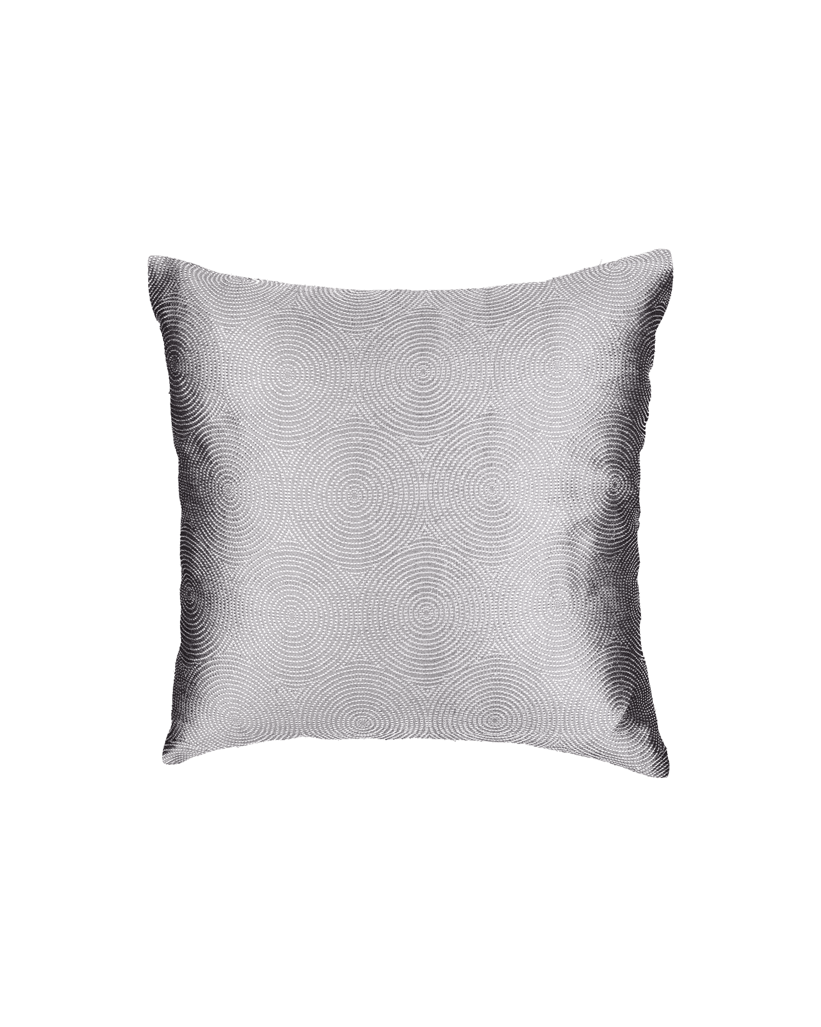 Gray Concentric Circles Poly Dupion Cushion Cover 16" - By HolyWeaves, Benares