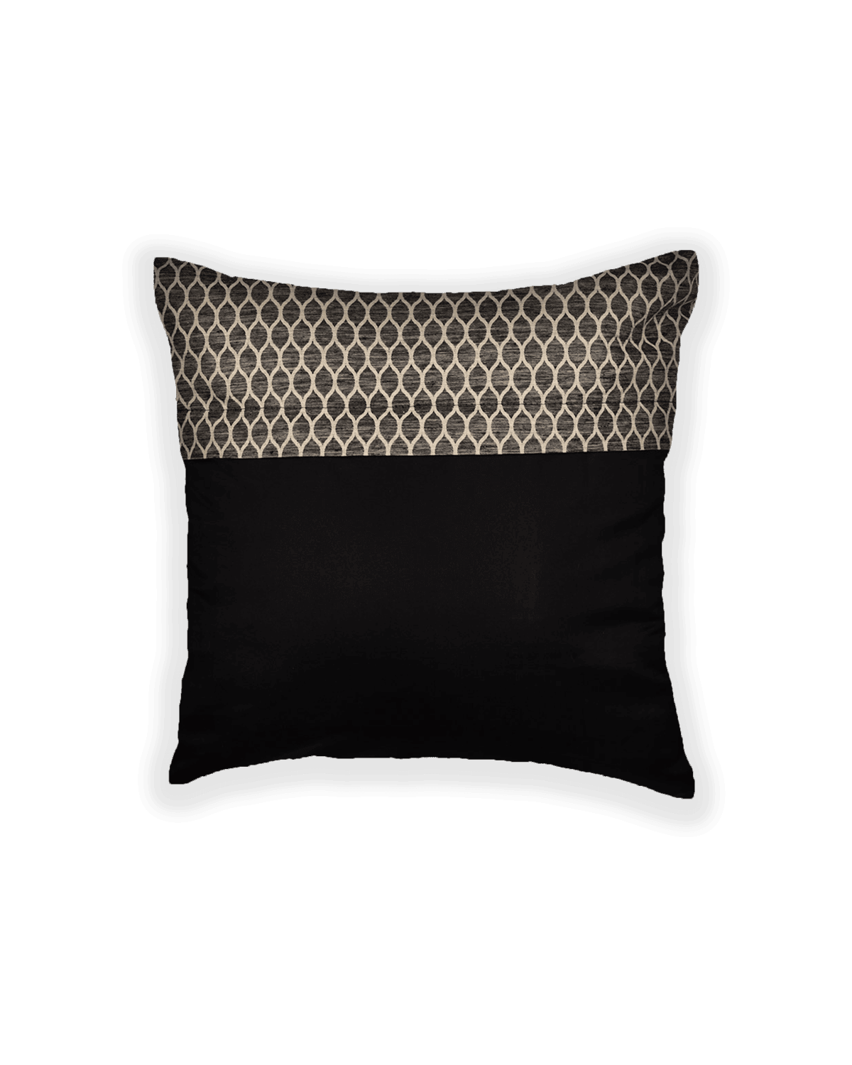 Gray Jacquard Handwoven Linen Silk Cushion Cover with Satin Back 16" - By HolyWeaves, Benares