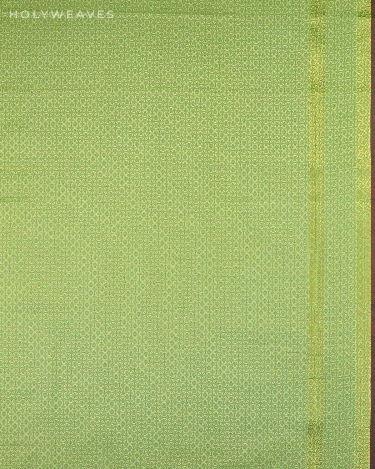 Green Banarasi Resham Buti Cutwork Brocade Woven Cotton Silk Saree - By HolyWeaves, Benares
