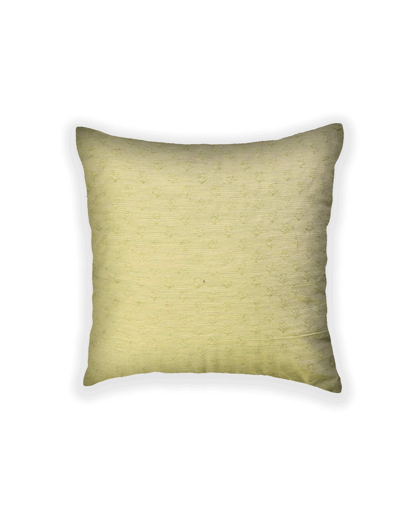Green Banarasi Tanchoi Poly Cotton Cushion Cover 16" - By HolyWeaves, Benares