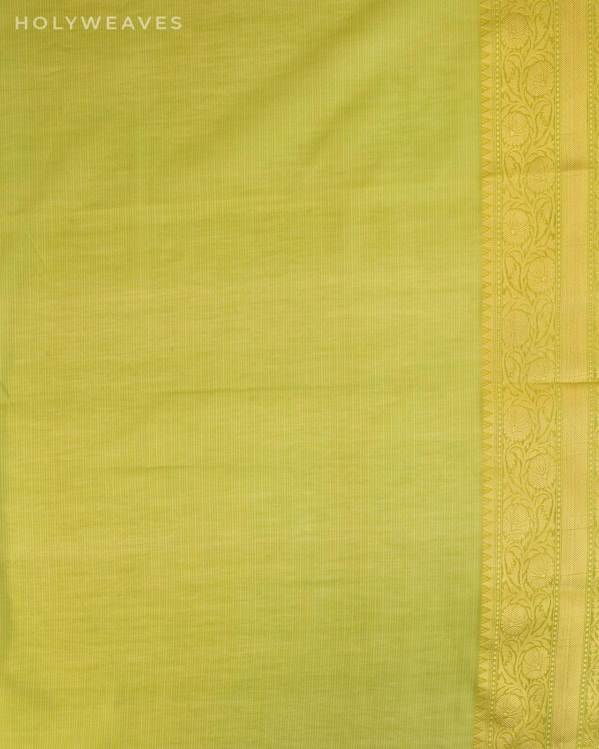 Green Banarasi Tehra Buta Cutwork Brocade Woven Kota Cotton Saree - By HolyWeaves, Benares