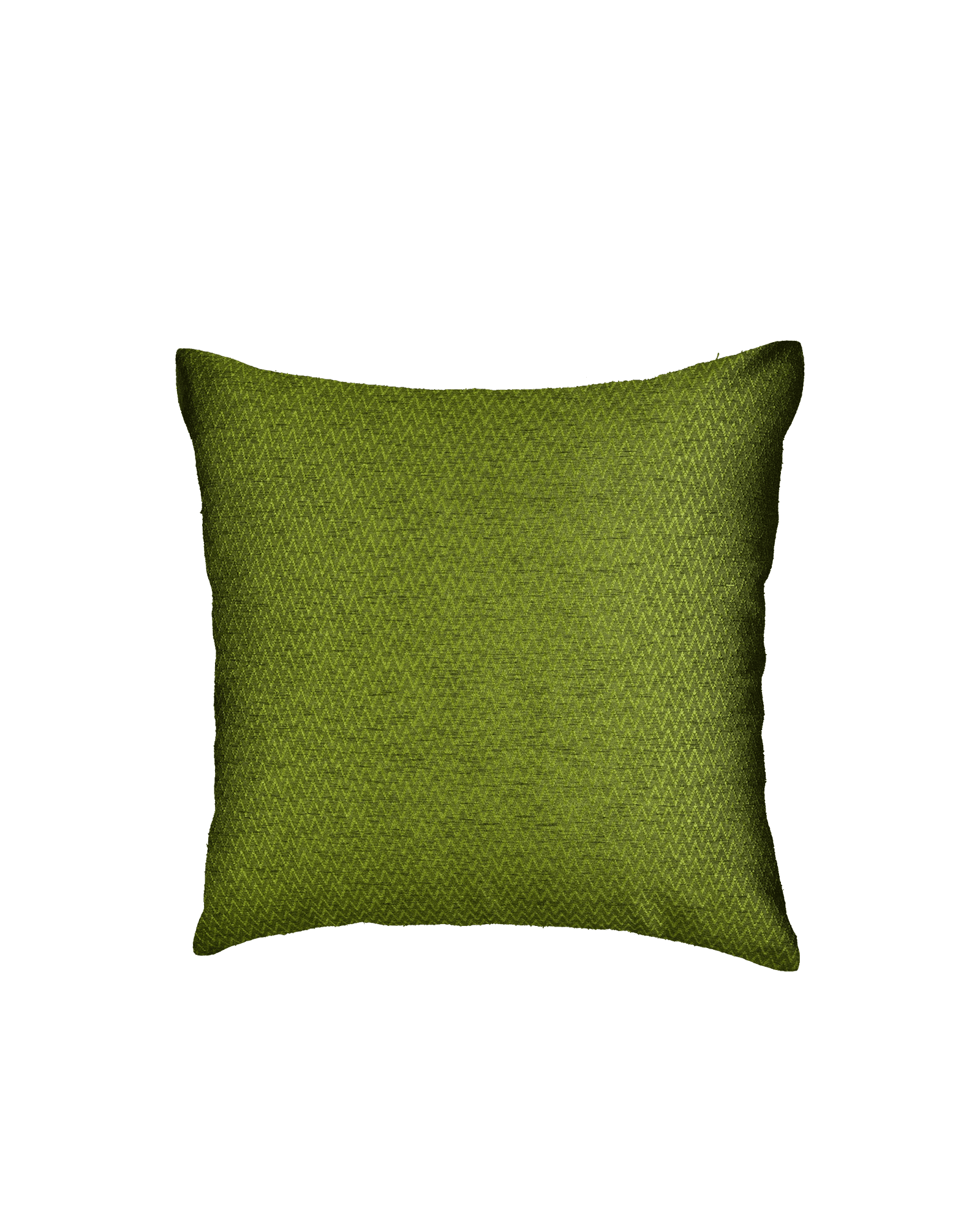 Green Chevron Tanchoi Poly Dupion Cushion Cover 16" - By HolyWeaves, Benares