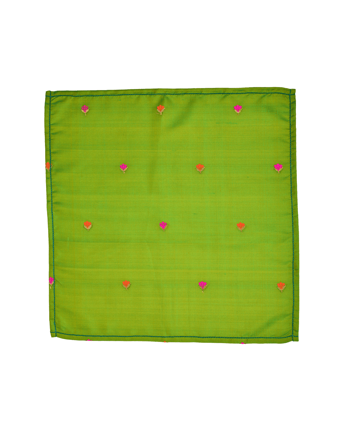 Green Kadhuan Brocade Handwoven Pure Silk Pocket Square For Men - By HolyWeaves, Benares