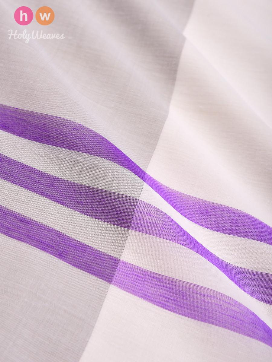 Grey-Purple Woven Cotton Silk Dupatta - By HolyWeaves, Benares