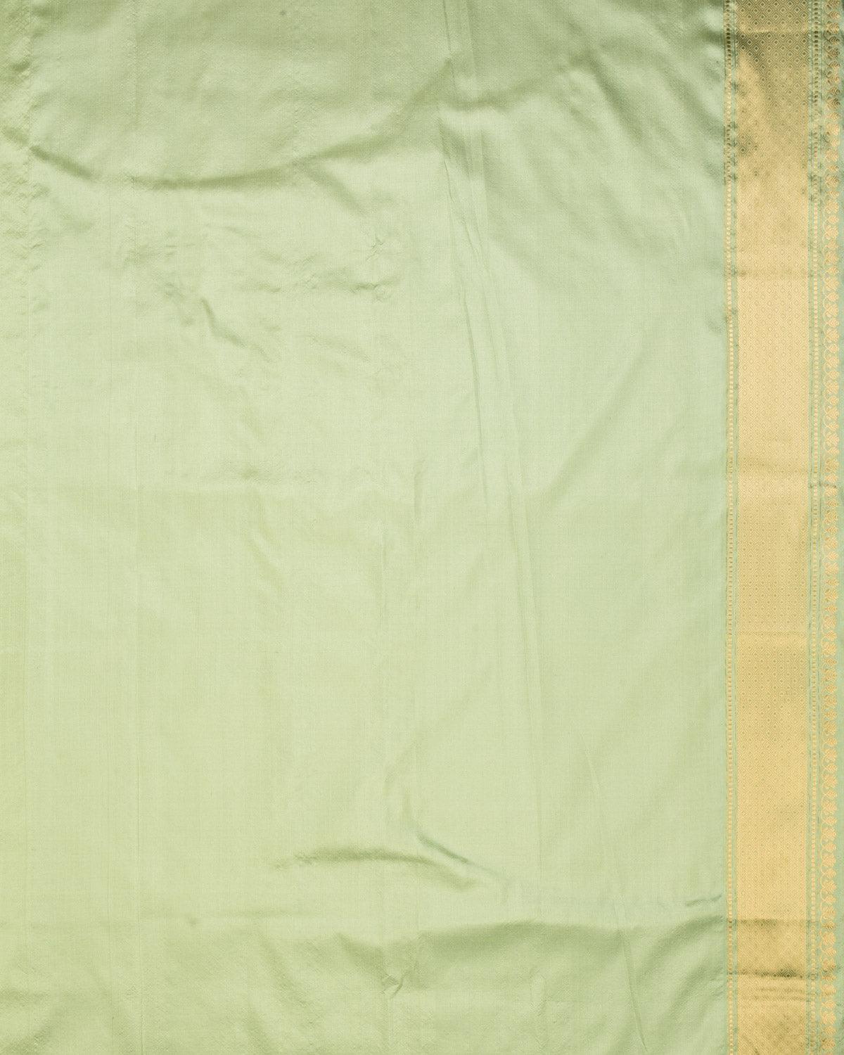 Laurel Green Banarasi Elephant & Peacock Buti Gold & Silver Zari Kadhuan Brocade Handwoven Katan Silk Saree - By HolyWeaves, Benares