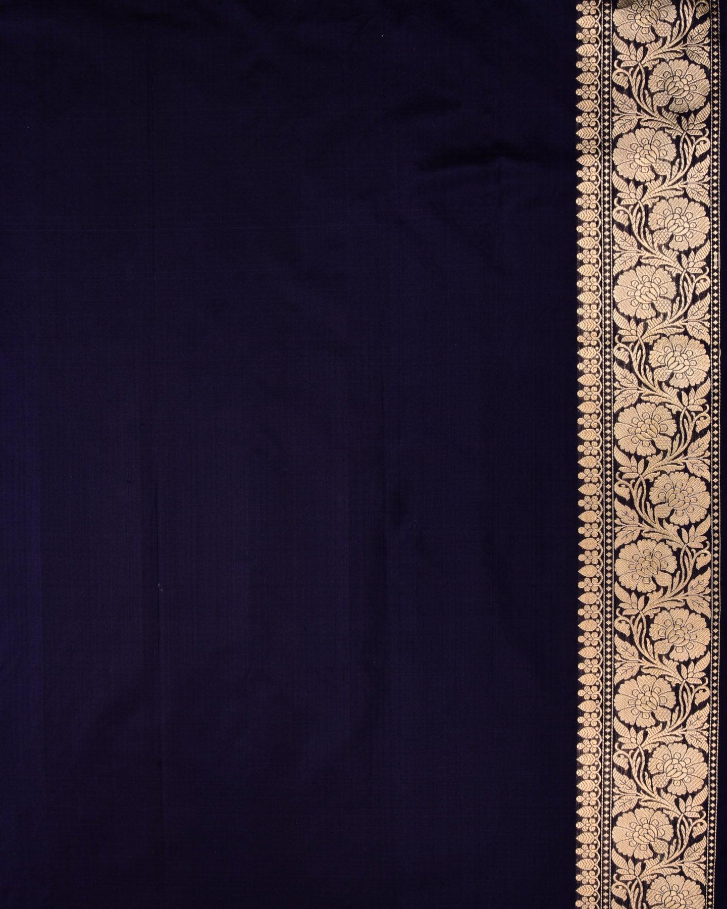 Lavender Banarasi Gold & Silver Zari Stripes Kadhuan Brocade Handwoven Kora Silk Saree with Silk Brocade Borders - By HolyWeaves, Benares