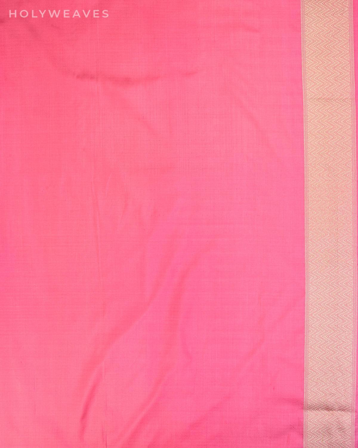 Lilac Banarasi Gulab Jaal Brocade Handwoven Katan Silk Saree with Contrast Pink Blouse - By HolyWeaves, Benares