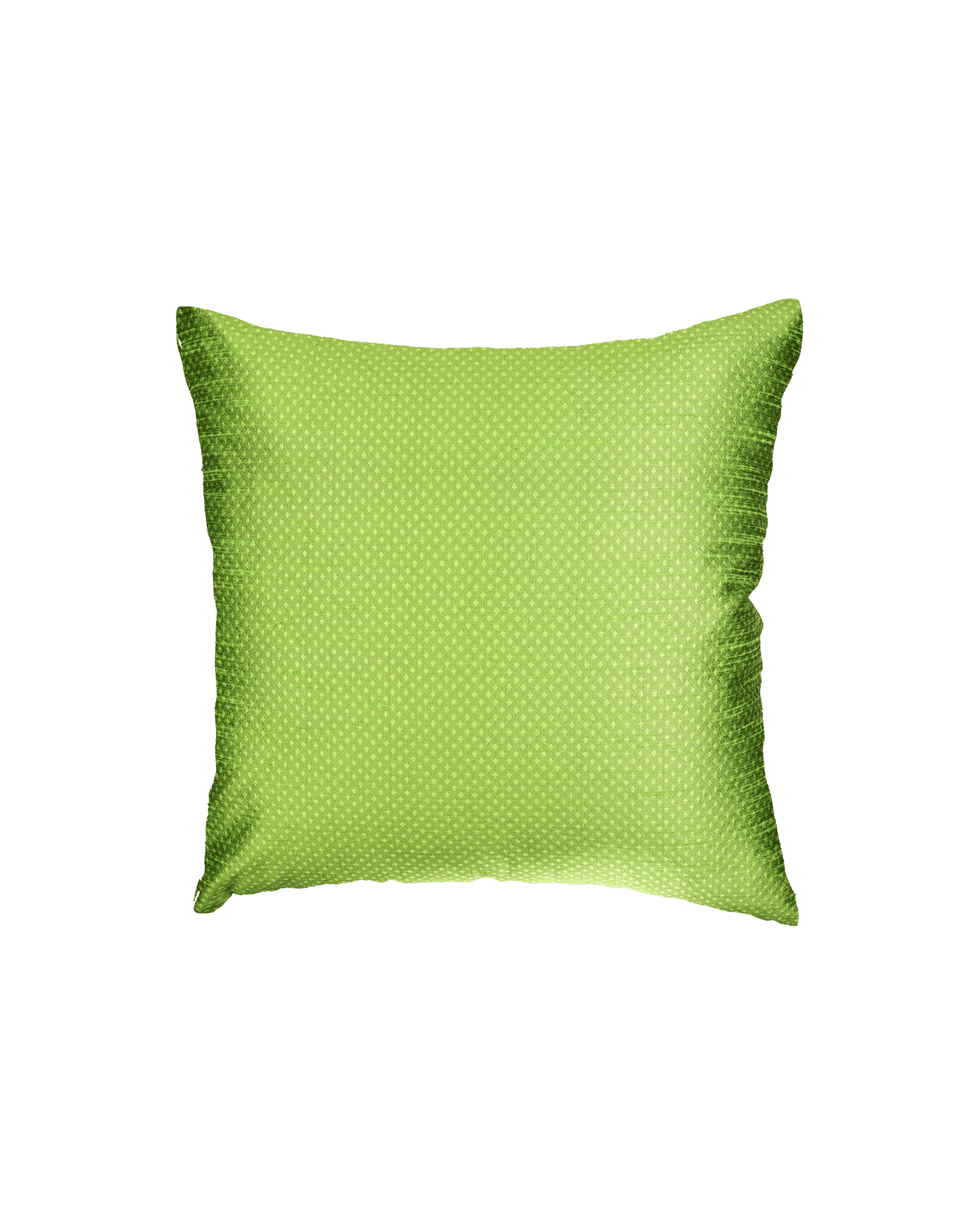 Lime Green Banarasi Jacquard Poly Dupion Cushion Cover 16" - By HolyWeaves, Benares