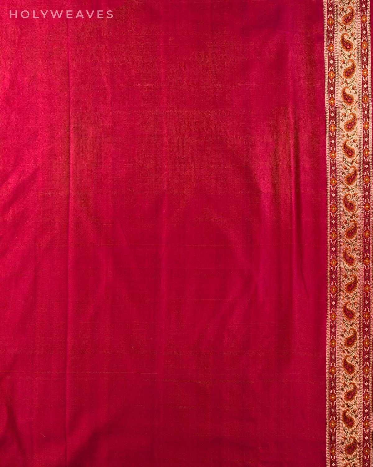 Magenta Banarasi Tehri Gharchola Jamawar Brocade Handwoven Katan Silk Saree - By HolyWeaves, Benares
