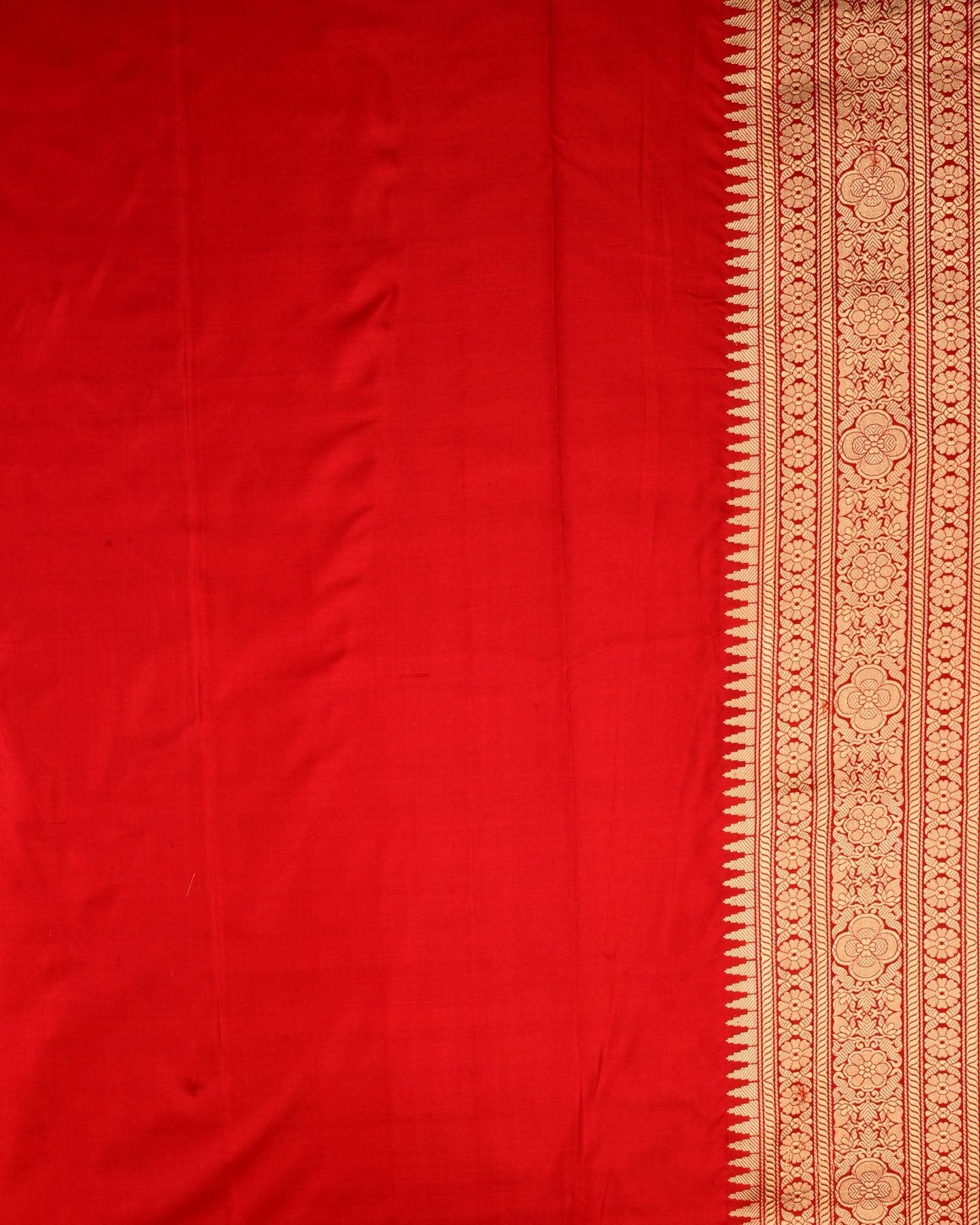 Magenta Banarasi Zari Patola Cutwork Brocade Handwoven Katan Silk Saree - By HolyWeaves, Benares