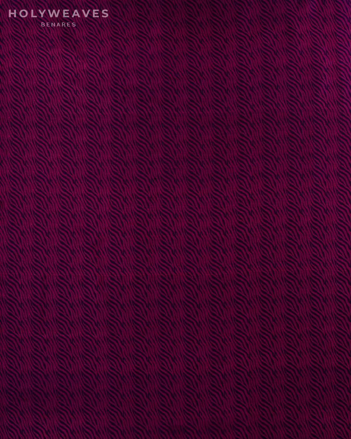 Magenta on Purple Banarasi Animal Stripes Resham Tanchoi Handwoven Katan Silk Fabric - By HolyWeaves, Benares
