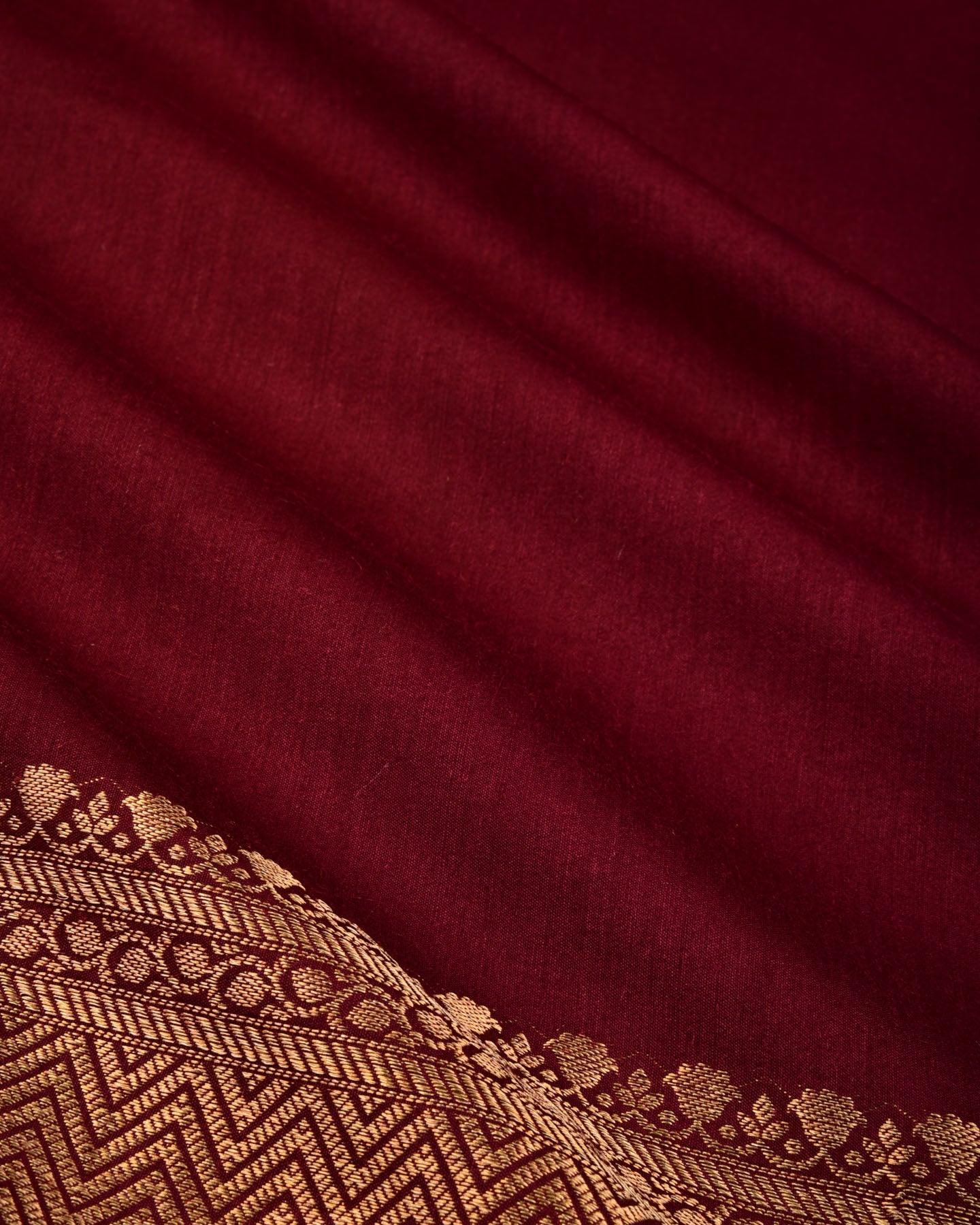 Mahogany Banarasi Brocade Woven Muga Silk Saree - By HolyWeaves, Benares