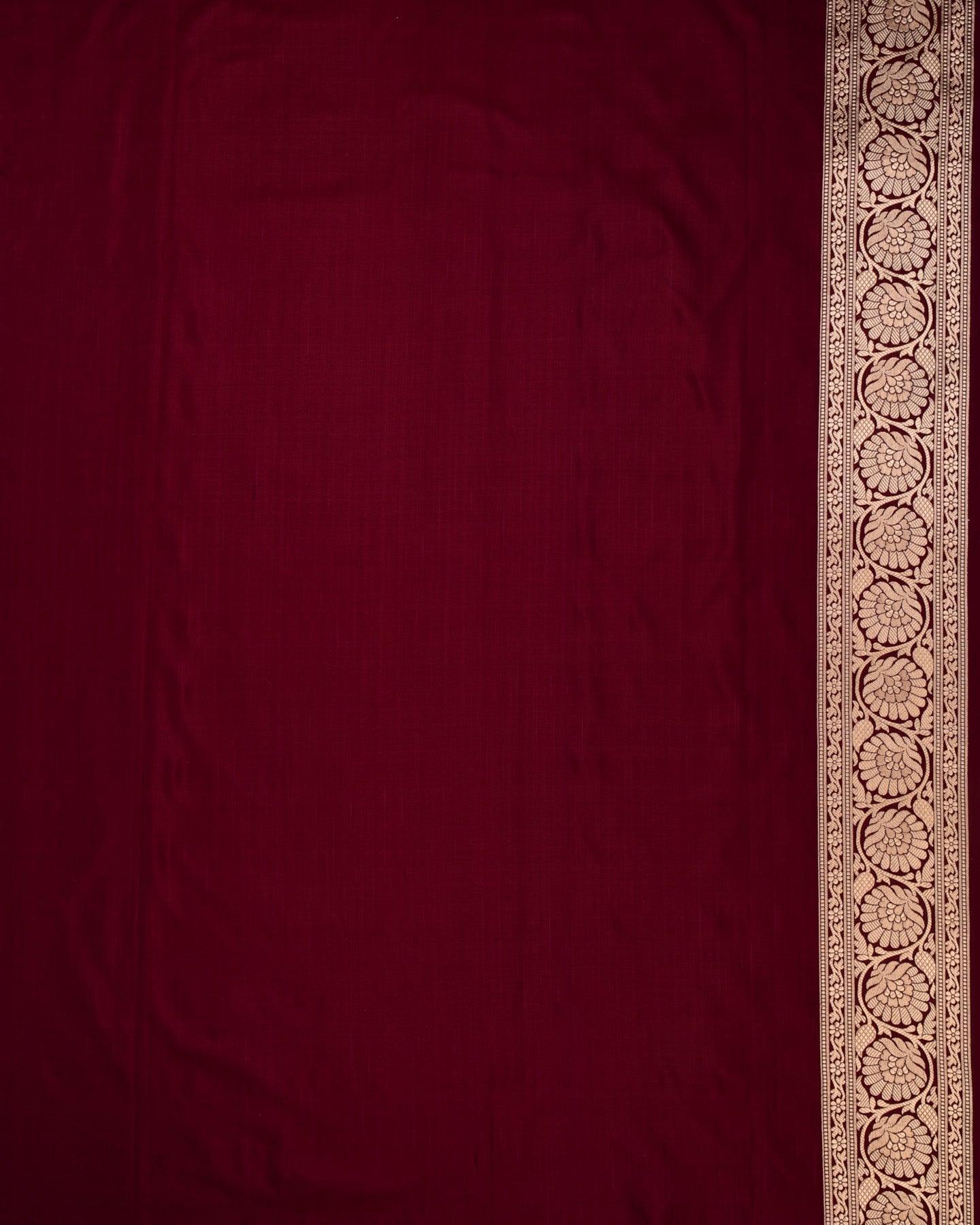 Mahogany Banarasi Gold Zari Jaal Cutwork Brocade Handwoven Katan Silk Saree - By HolyWeaves, Benares