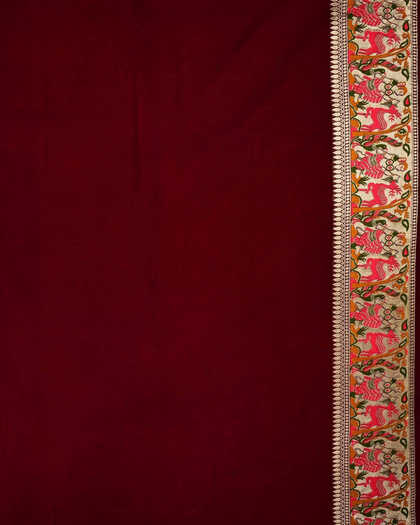 Mahogany Banarasi Shikargah Cutwork Brocade Handwoven Khaddi Georgette Saree - By HolyWeaves, Benares