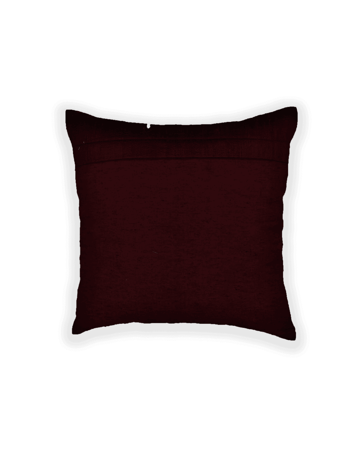 Mahogany Hand-embroidered Raw Silk Cushion Cover 16" - By HolyWeaves, Benares