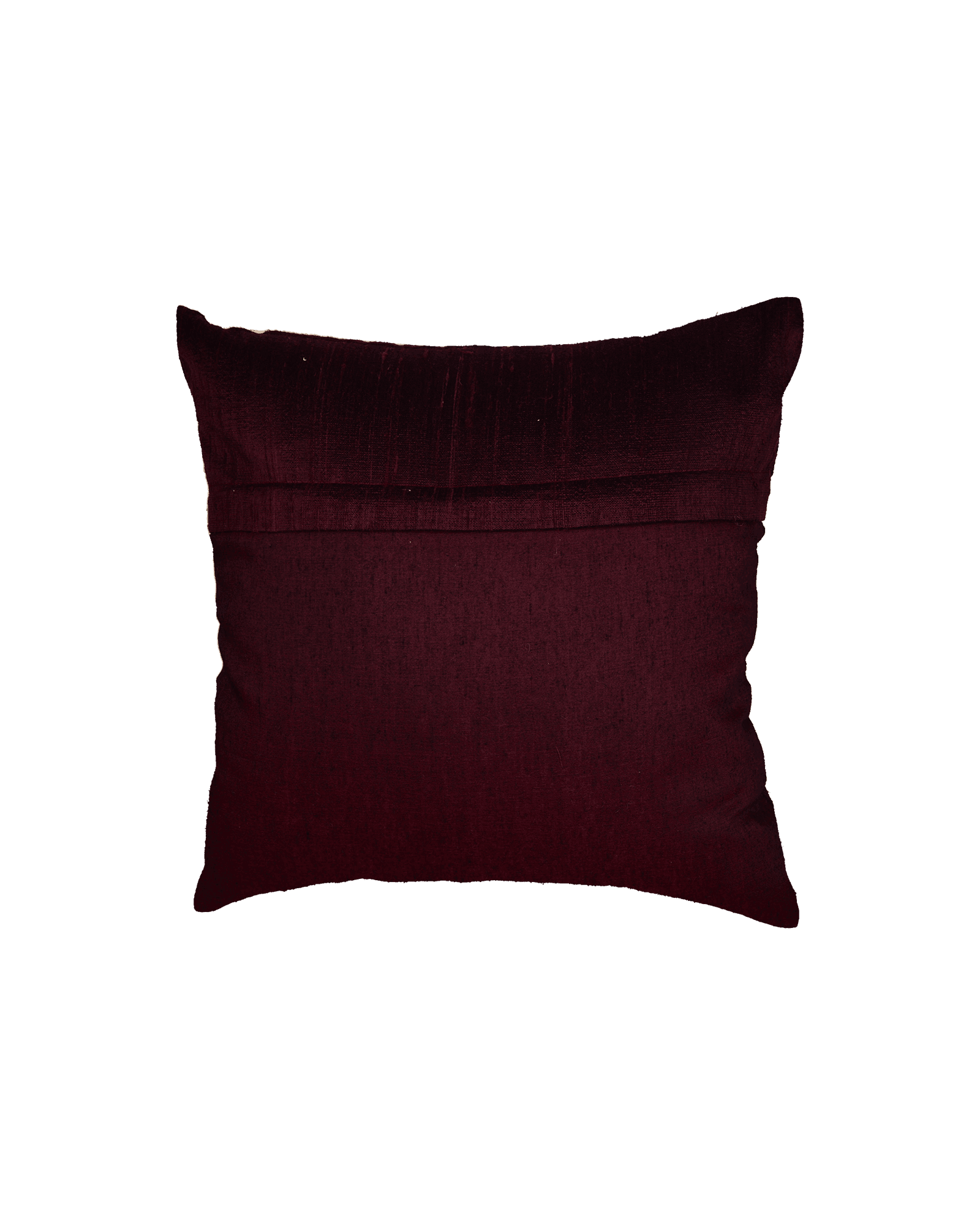Mahogany Premium Hand-embroidered Raw Silk Centrepiece Cushion Cover 16" - By HolyWeaves, Benares