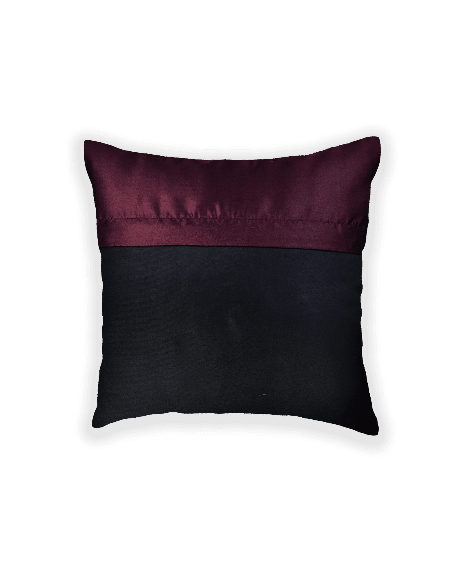 Mahogany Satin Hand-embroidered Poly Silk Cushion Cover 16" - By HolyWeaves, Benares