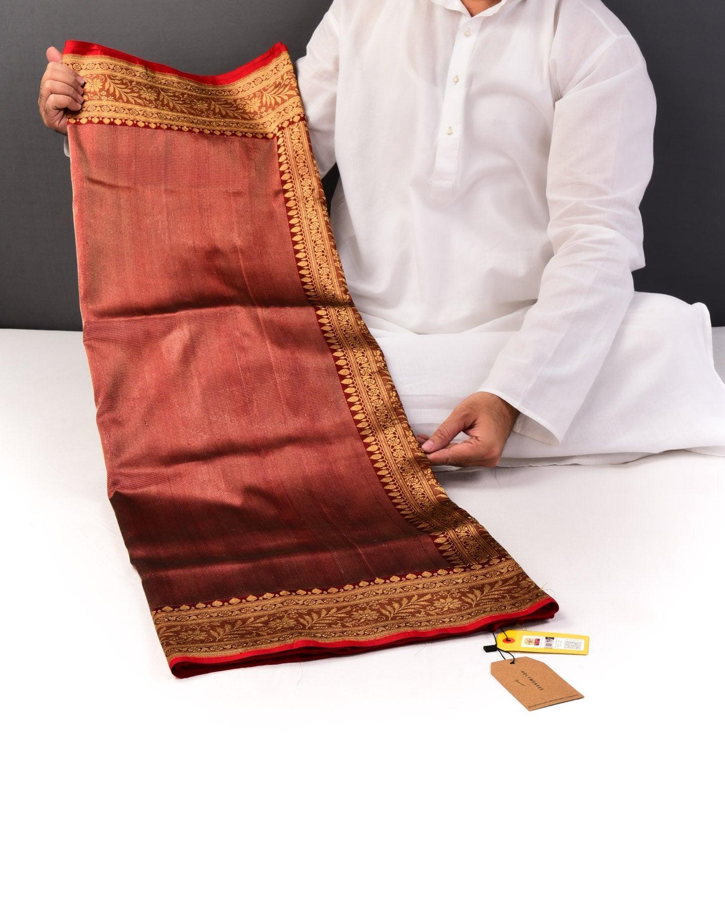 Maroon Banarasi Alfi Sona Rupa Buta Kadhuan Brocade Handwoven Katan Tissue Saree - By HolyWeaves, Benares