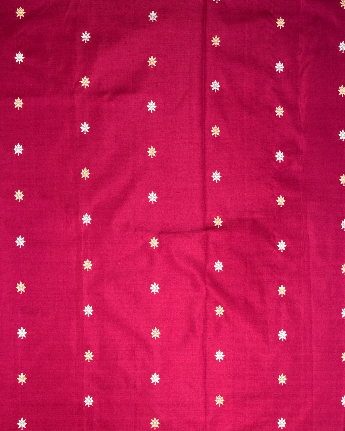 Maroon Banarasi All-over Zari Weave Brocade Handwoven Katan Silk Saree - By HolyWeaves, Benares