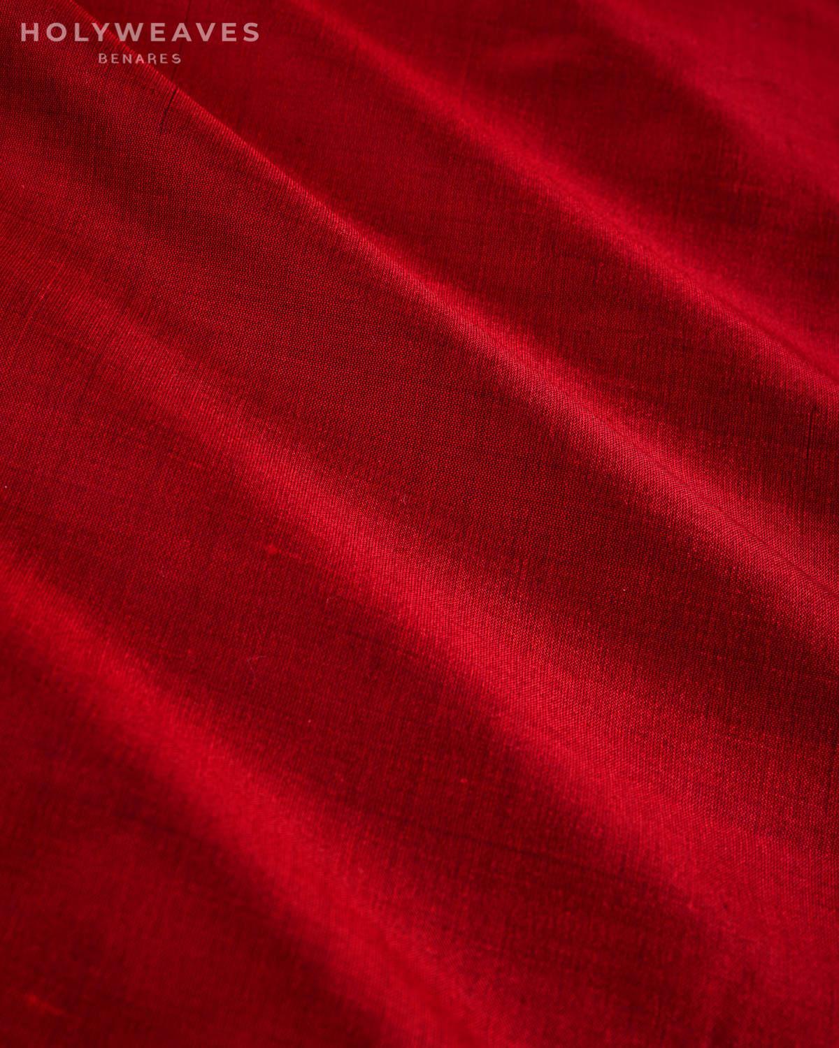 Maroon Banarasi Plain Woven Spun Silk Fabric - By HolyWeaves, Benares