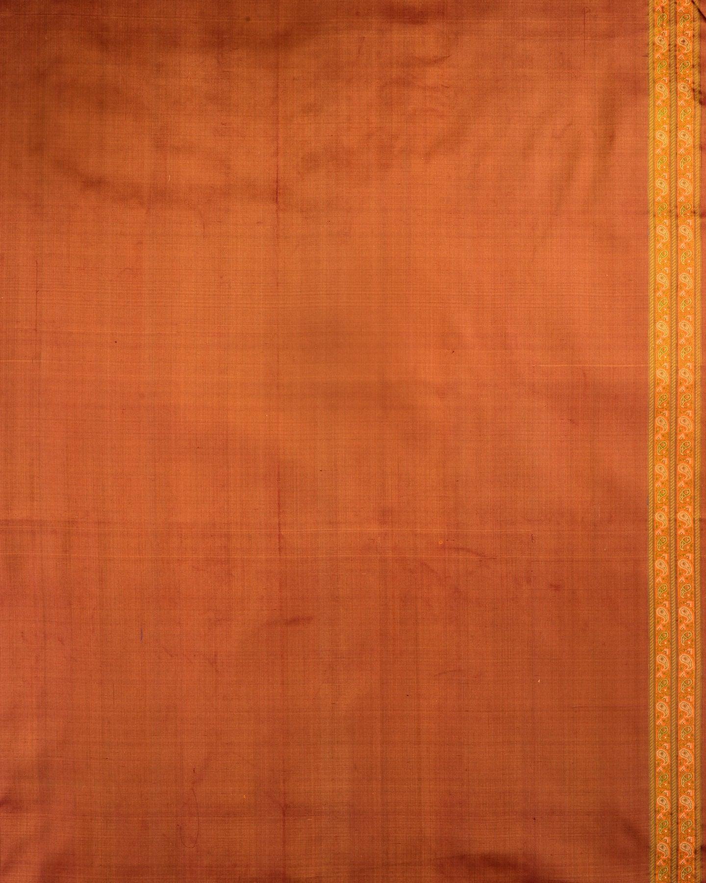 Maroon Banarasi Tehri Ektara Jamawar Handwoven Katan Silk Saree - By HolyWeaves, Benares