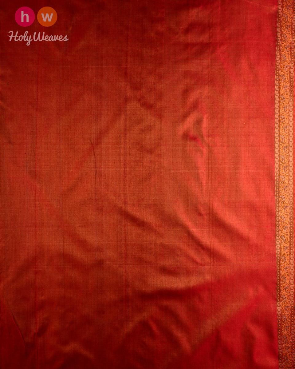 Maroon Banarasi Tehri Jamawar Handwoven Katan Silk Saree with Maheen Kairi Jaal - By HolyWeaves, Benares