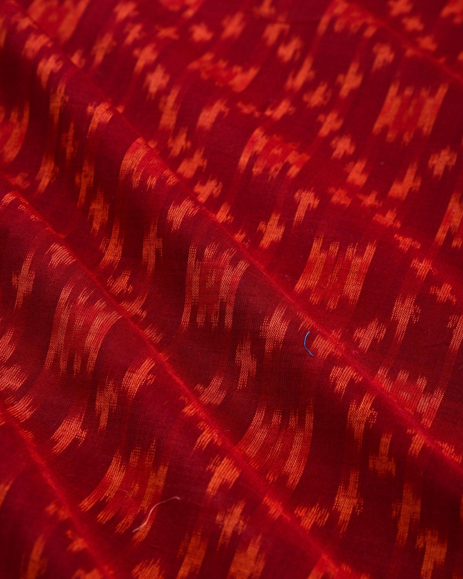 Maroon Ikat Handwoven Cotton Silk Pocket Square For Men - By HolyWeaves, Benares