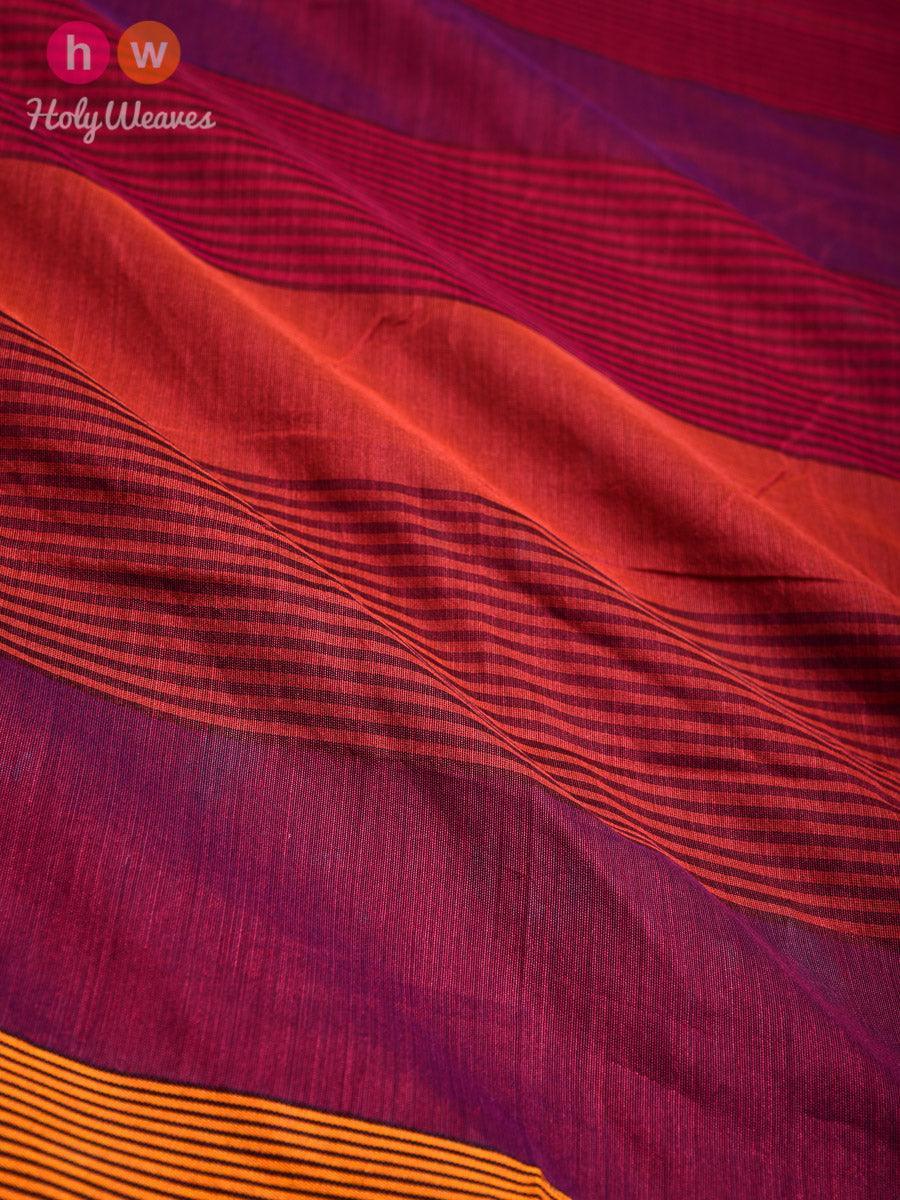 Maroon Stripes Woven Cotton Silk Dupatta - By HolyWeaves, Benares