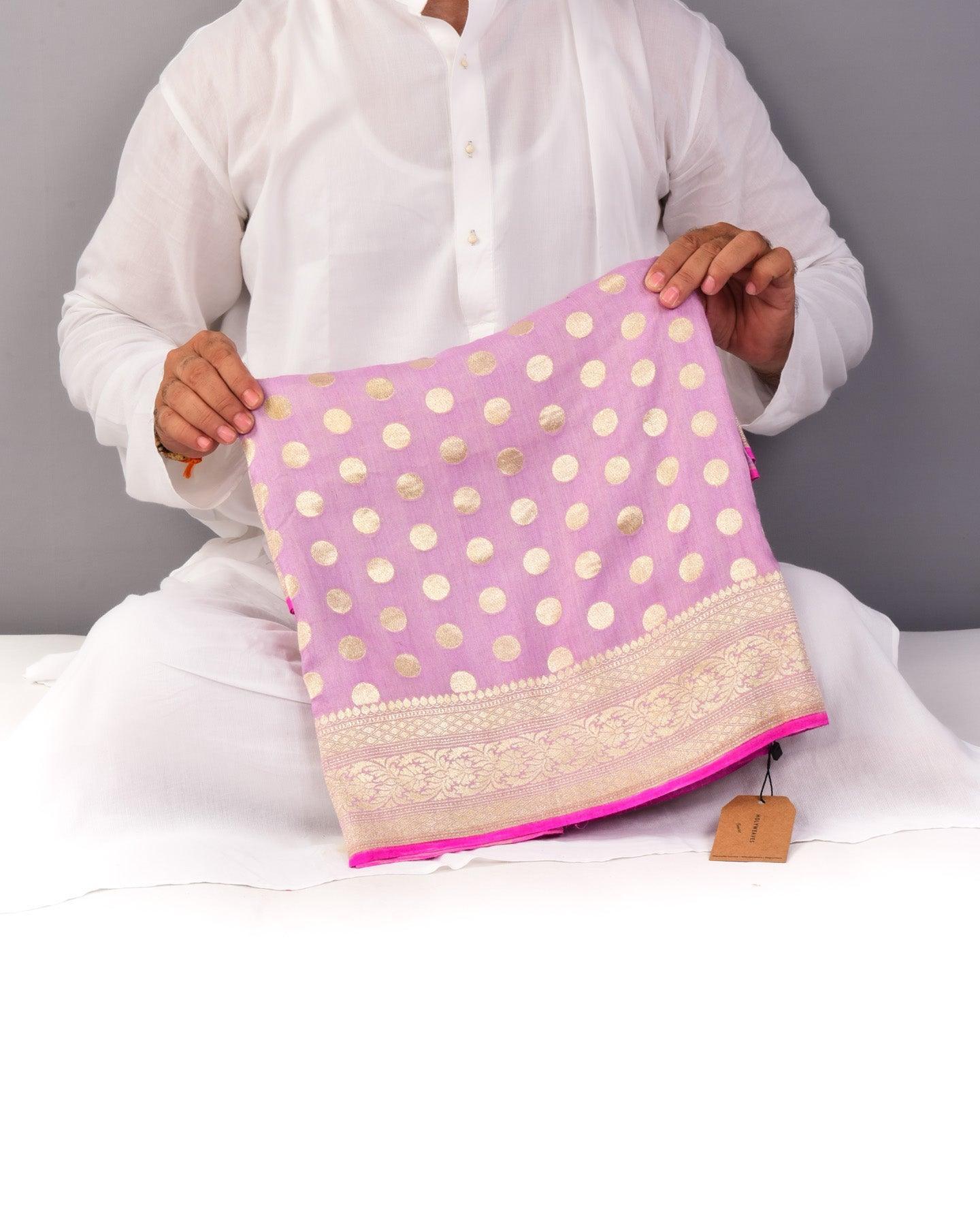 Mauve Banarasi Asharfi Buti Cutwork Brocade Handwoven Muga Silk Saree - By HolyWeaves, Benares
