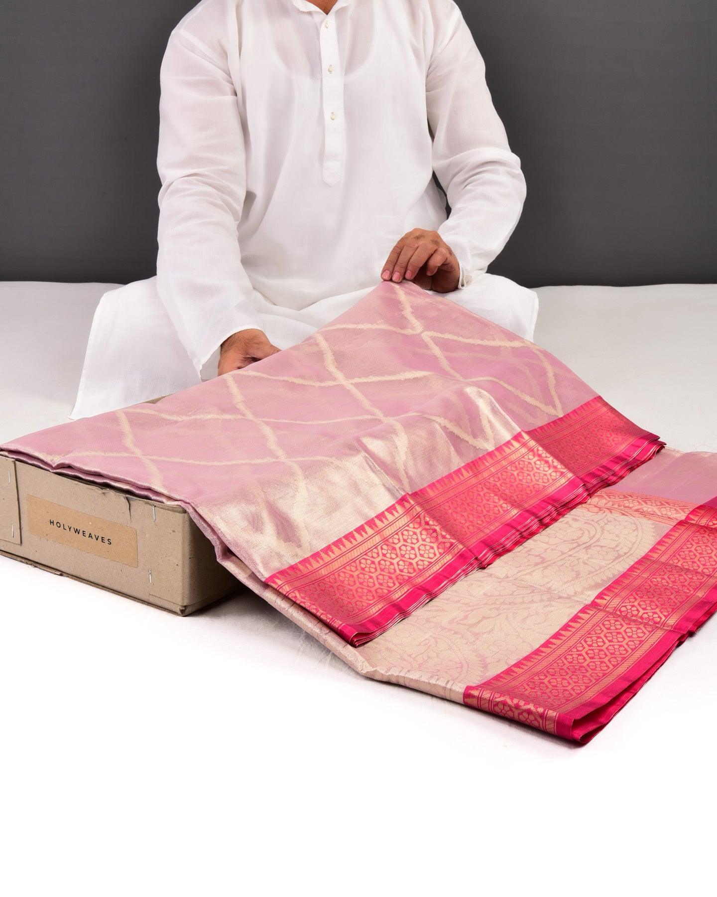 Mauve Banarasi Cutwork Brocade Woven Cotton Tissue Saree - By HolyWeaves, Benares