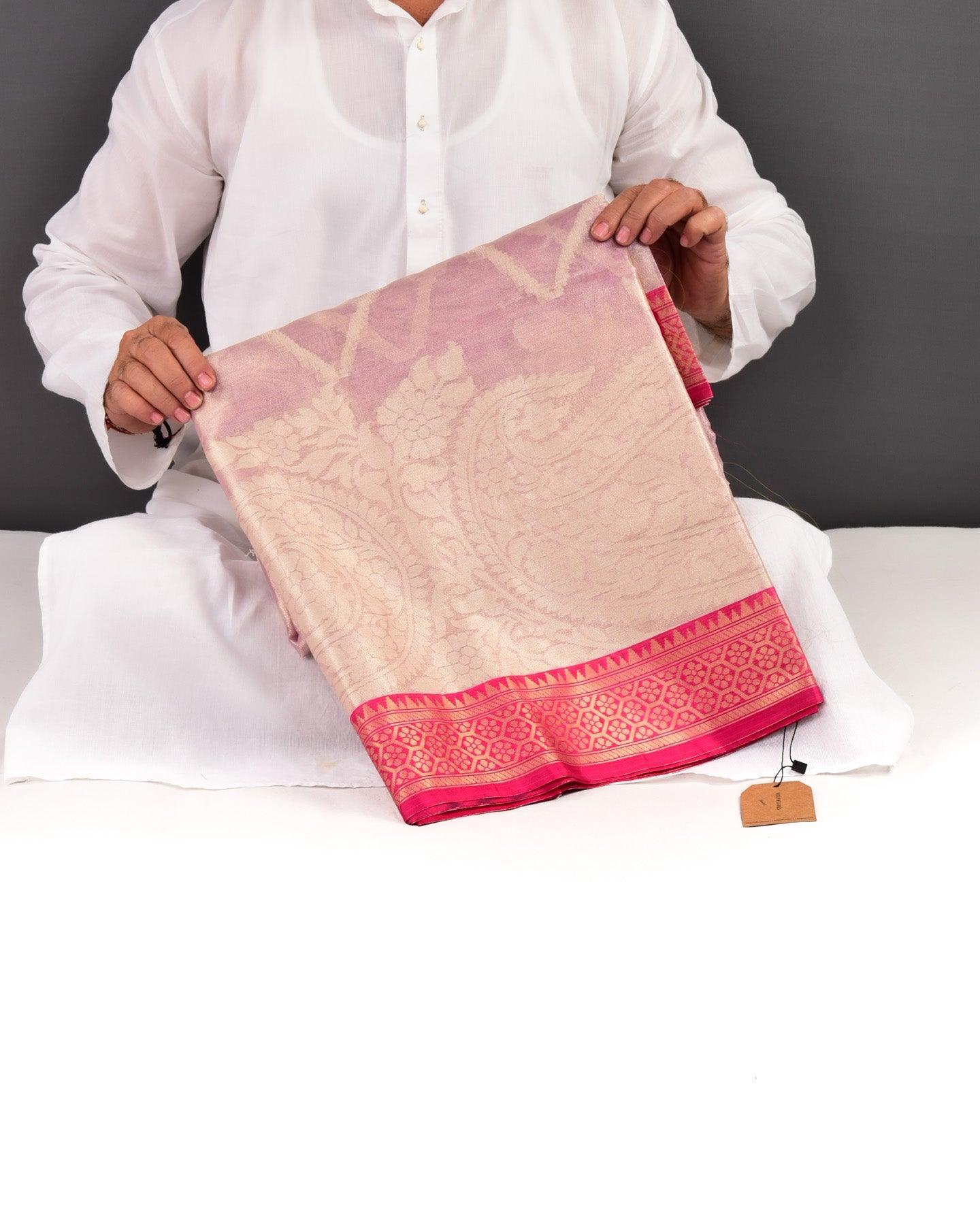 Mauve Banarasi Cutwork Brocade Woven Cotton Tissue Saree - By HolyWeaves, Benares