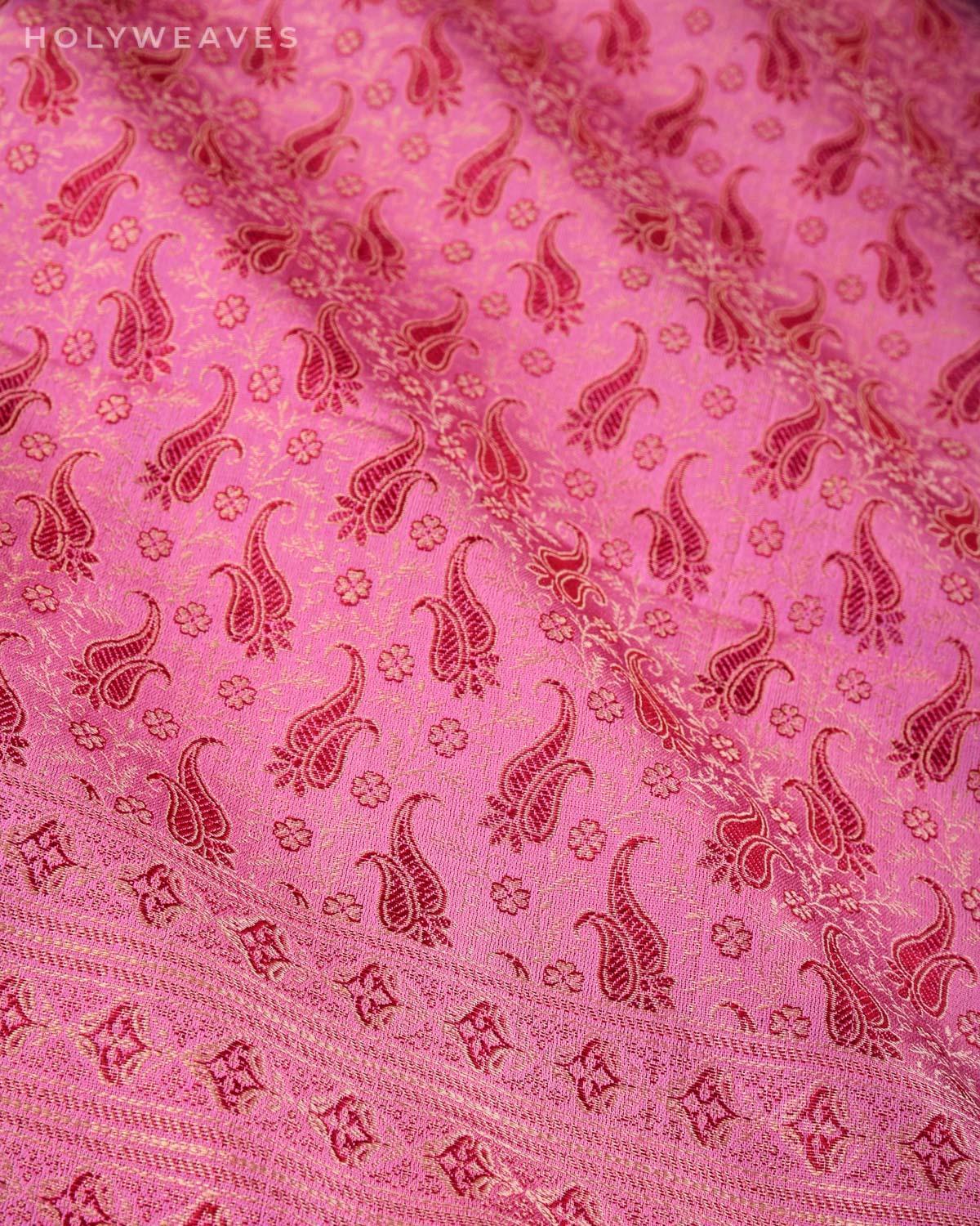 Mauve Banarasi Jamawar Handwoven Silk Scarf 72"x21" - By HolyWeaves, Benares