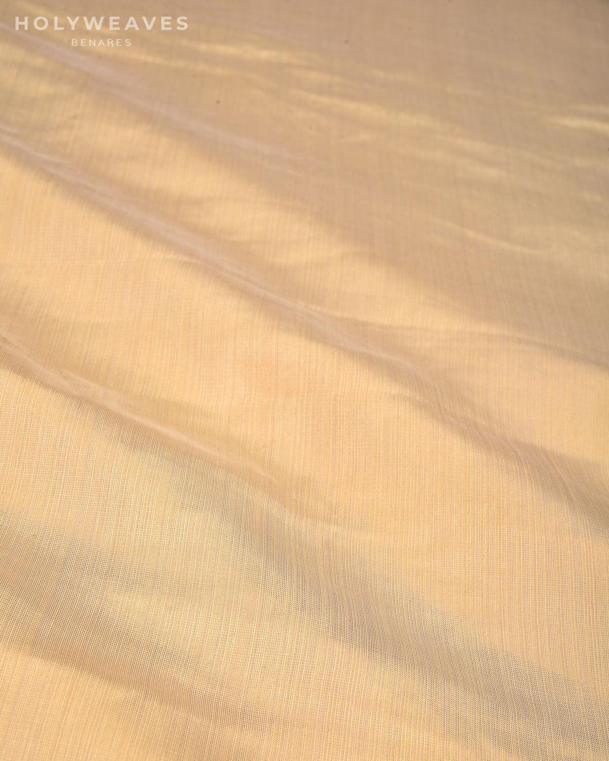 Metallic Beige Banarasi Handwoven Tissue Georgette Fabric - By HolyWeaves, Benares