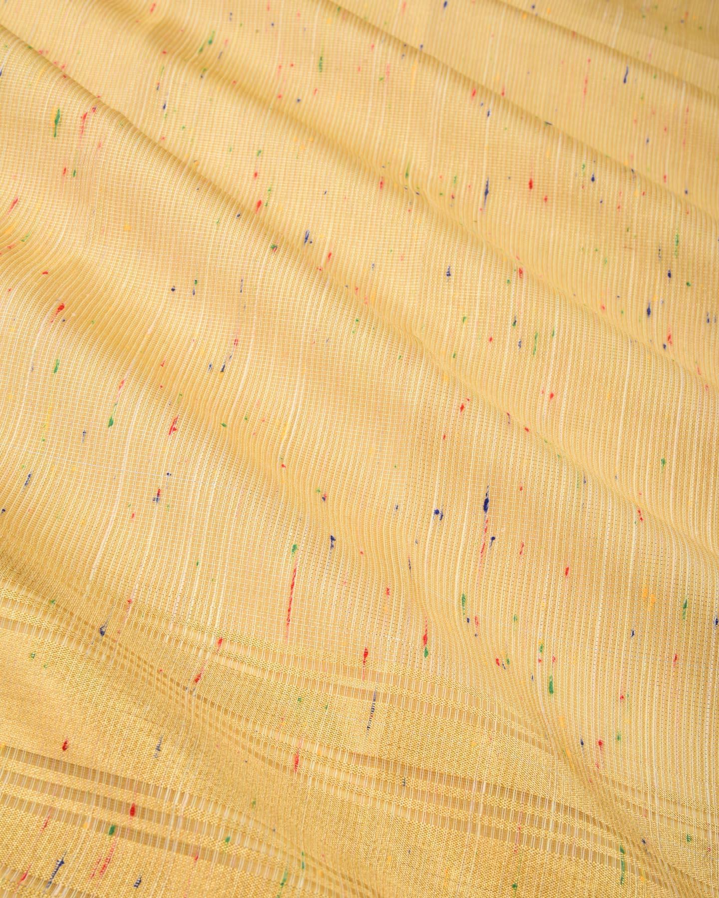 Metallic Beige Banarasi Sprinkled Colors Brocade Woven Blended Cotton Tissue Saree - By HolyWeaves, Benares