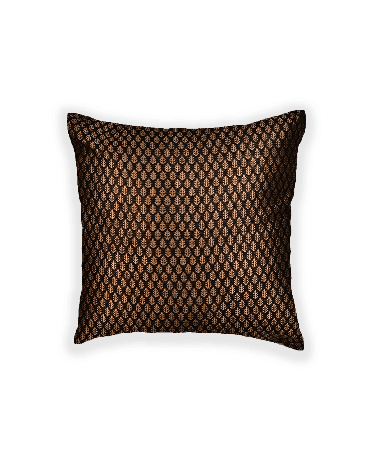 Metallic Black Brocade Handwoven Cotton Silk Cushion Cover 16" - By HolyWeaves, Benares