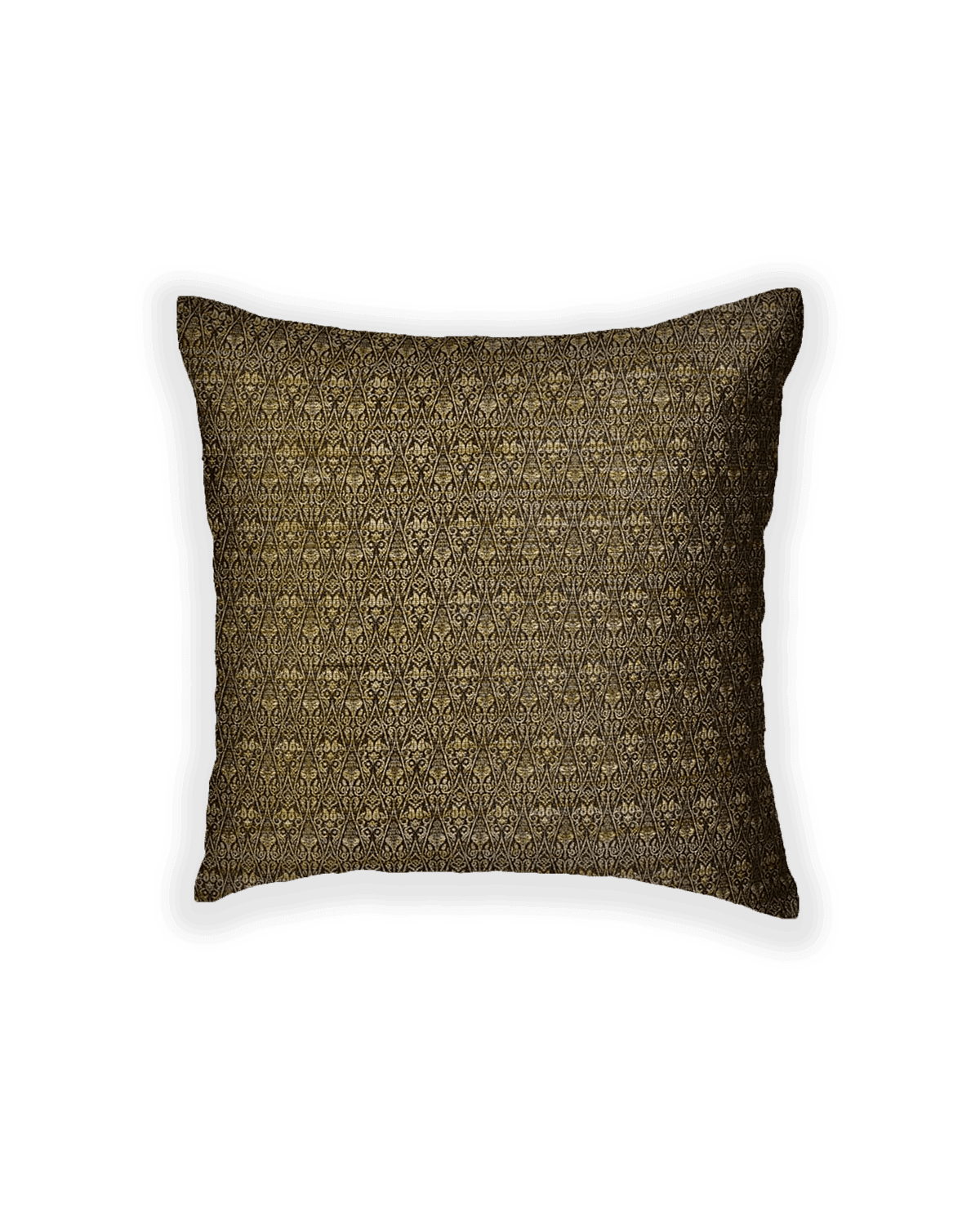 Metallic Black Brocade Woven Poly Cotton Cushion Cover with Satin Back 16" - By HolyWeaves, Benares
