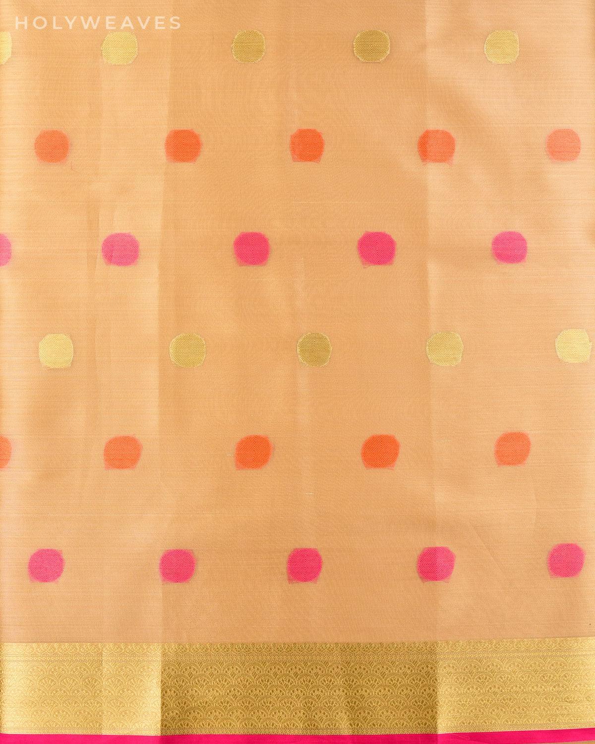 Metallic Gold Banarasi Polka Buti Cutwork Brocade Woven Art Cotton Tissue Saree - By HolyWeaves, Benares