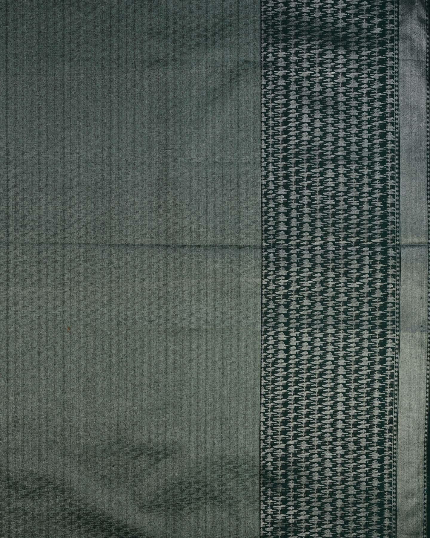 Metallic Green Banarasi Arrowhead Buta Cutwork Brocade Woven Poly Tissue Saree - By HolyWeaves, Benares