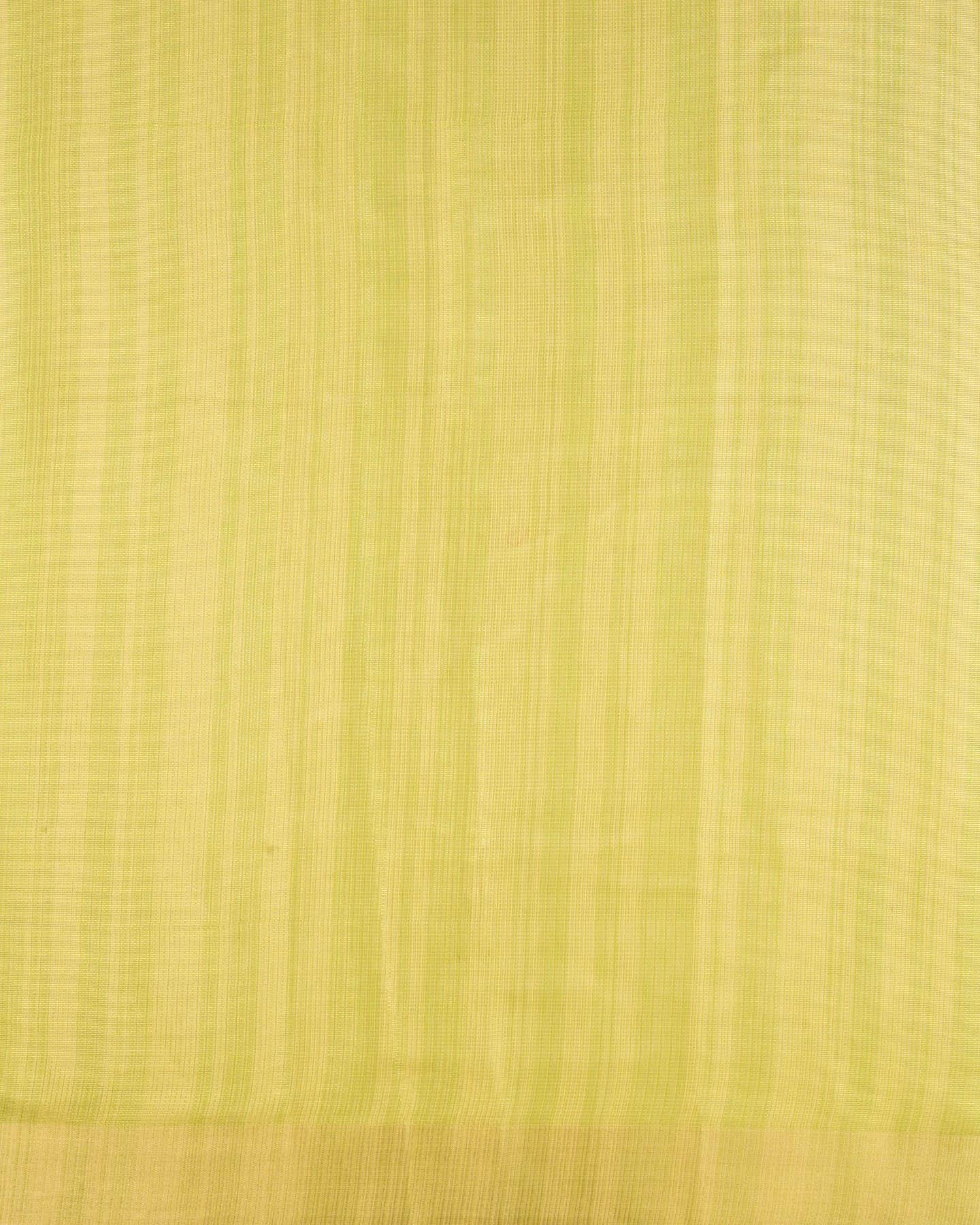 Metallic Green Banarasi Contemporary Brocade Woven Blended Cotton Tissue Saree with Zari Border - By HolyWeaves, Benares