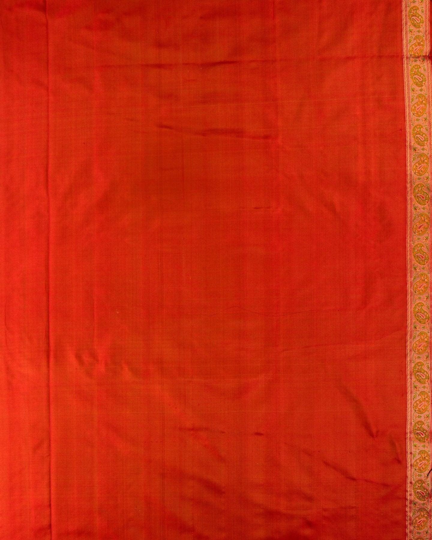 Metallic Maroon Banarasi Tehri Jamawar Handwoven Katan Tissue Saree - By HolyWeaves, Benares