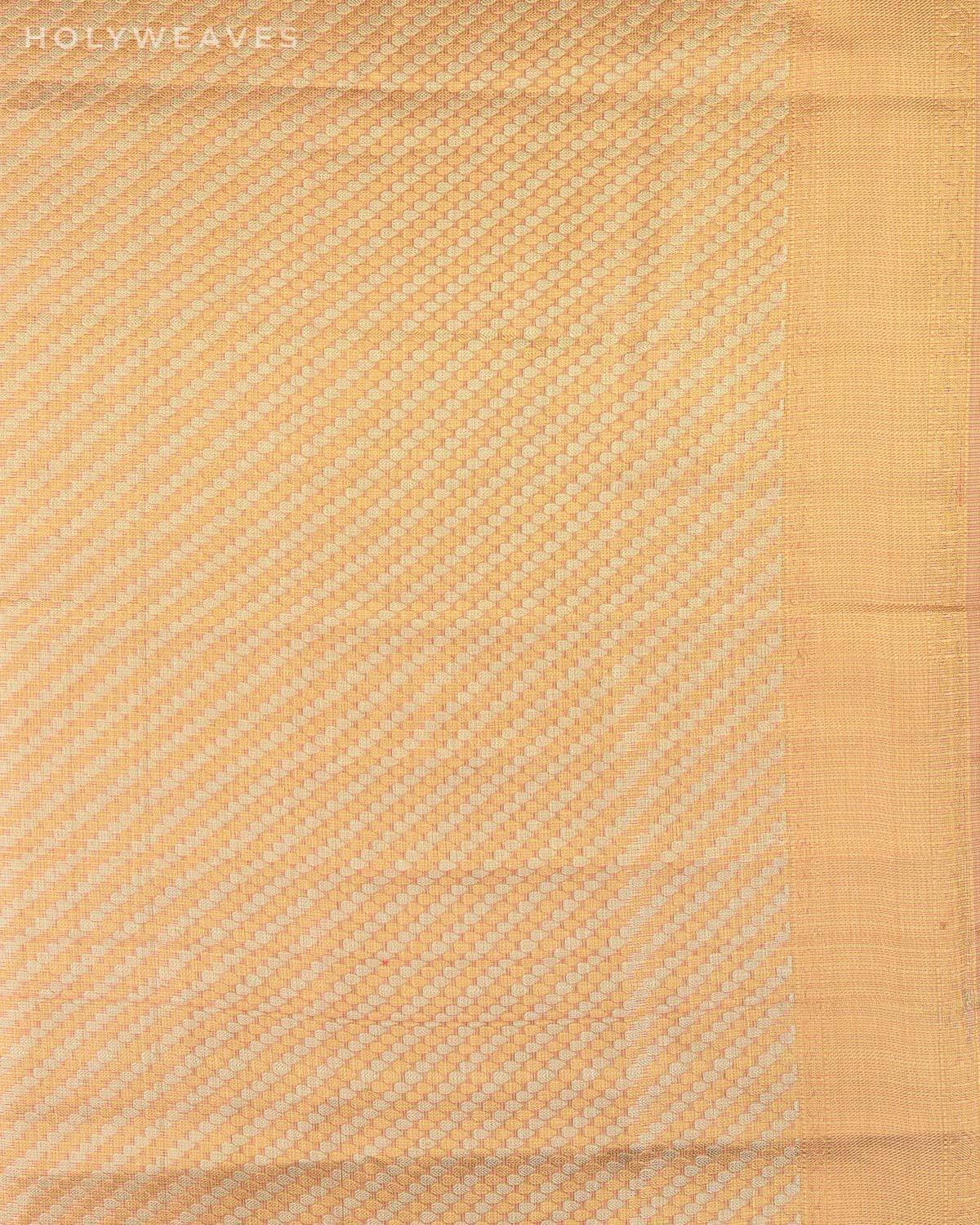 Metallic Peach Banarasi Chevron Sona Rupa Cutwork Brocade Woven Kota Tissue Saree - By HolyWeaves, Benares