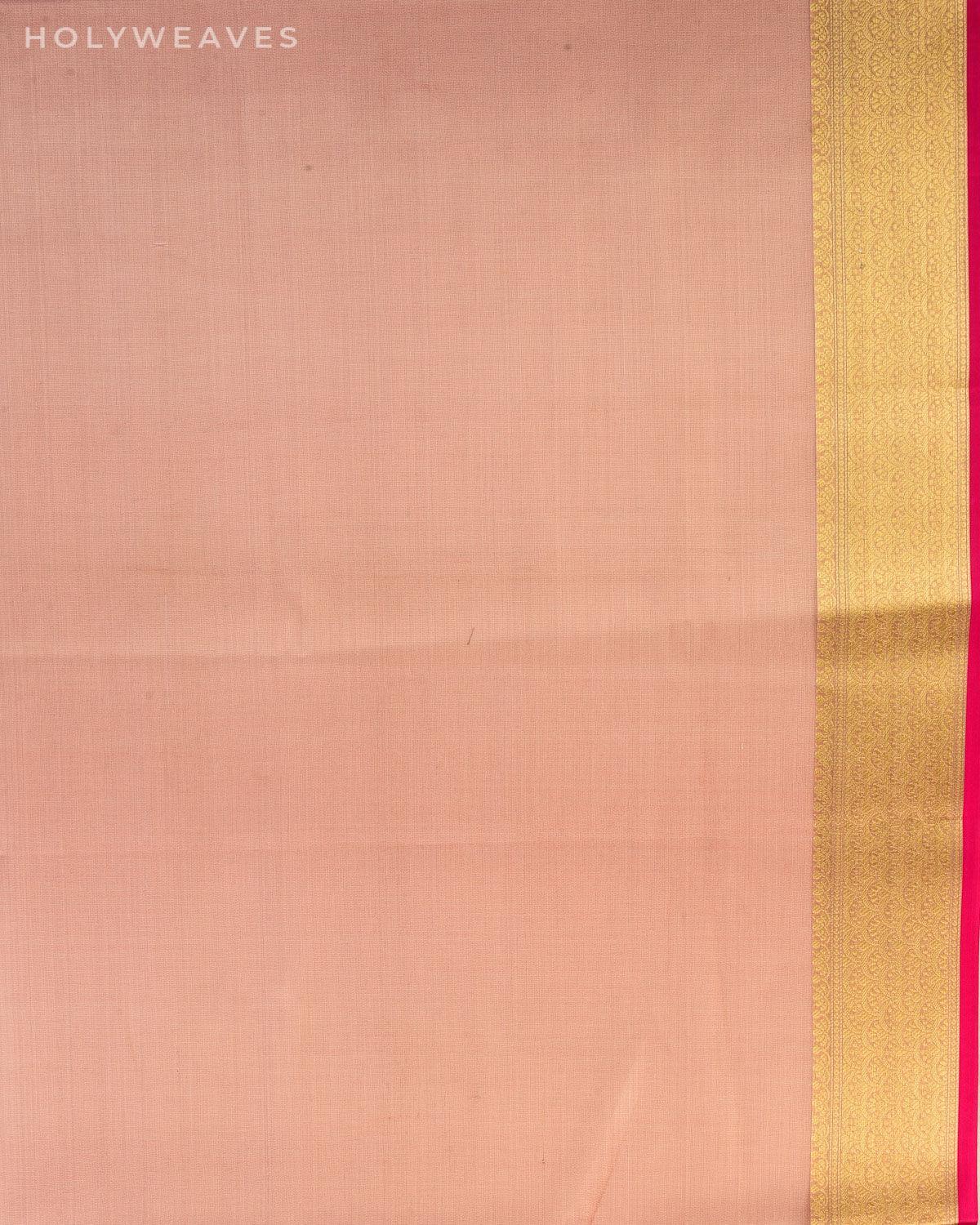 Metallic Peach Banarasi Polka Buti Cutwork Brocade Woven Art Cotton Tissue Saree - By HolyWeaves, Benares