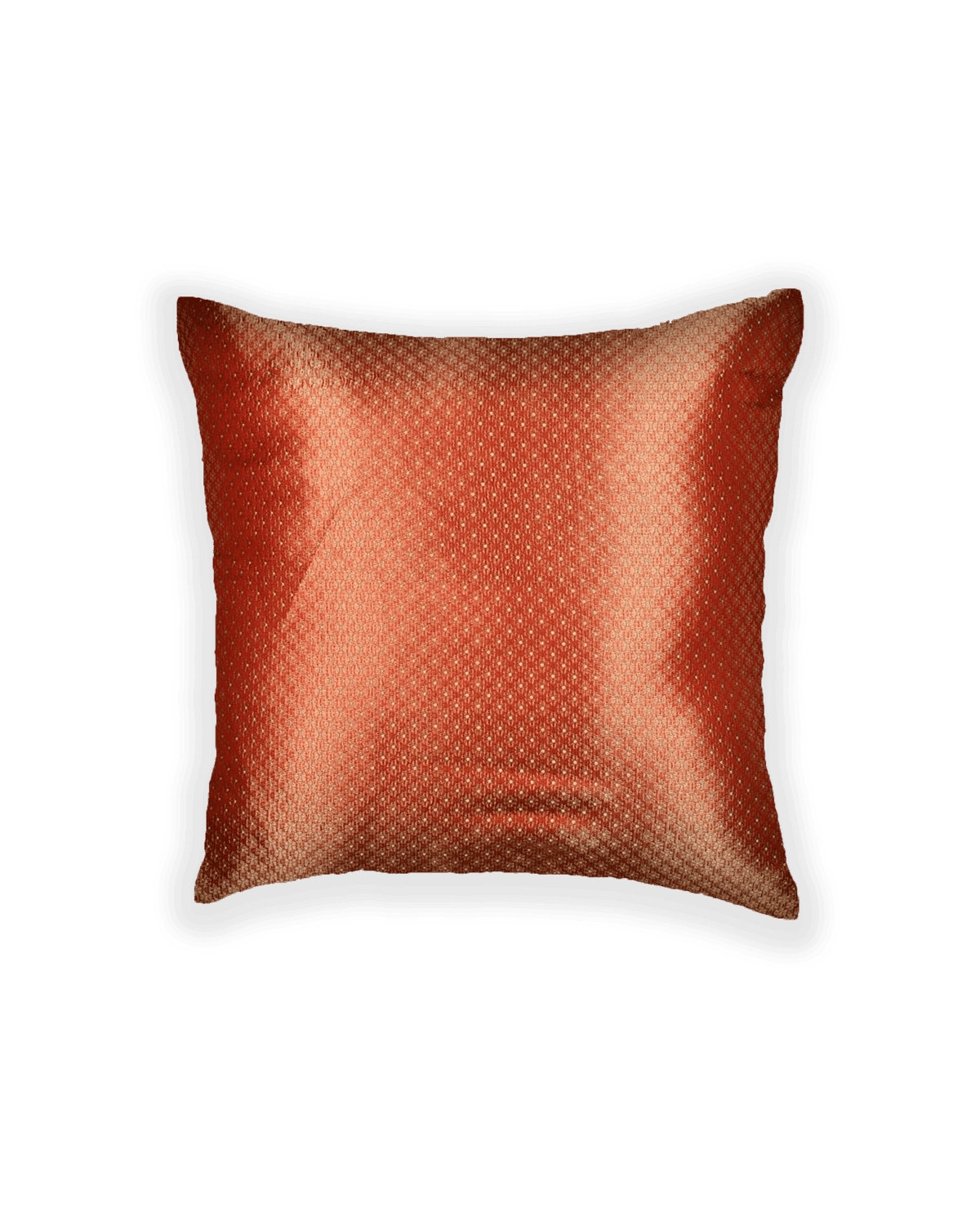Metallic Red Brocade Woven Poly Cotton Tissue Cushion Cover with Satin Back 16" - By HolyWeaves, Benares