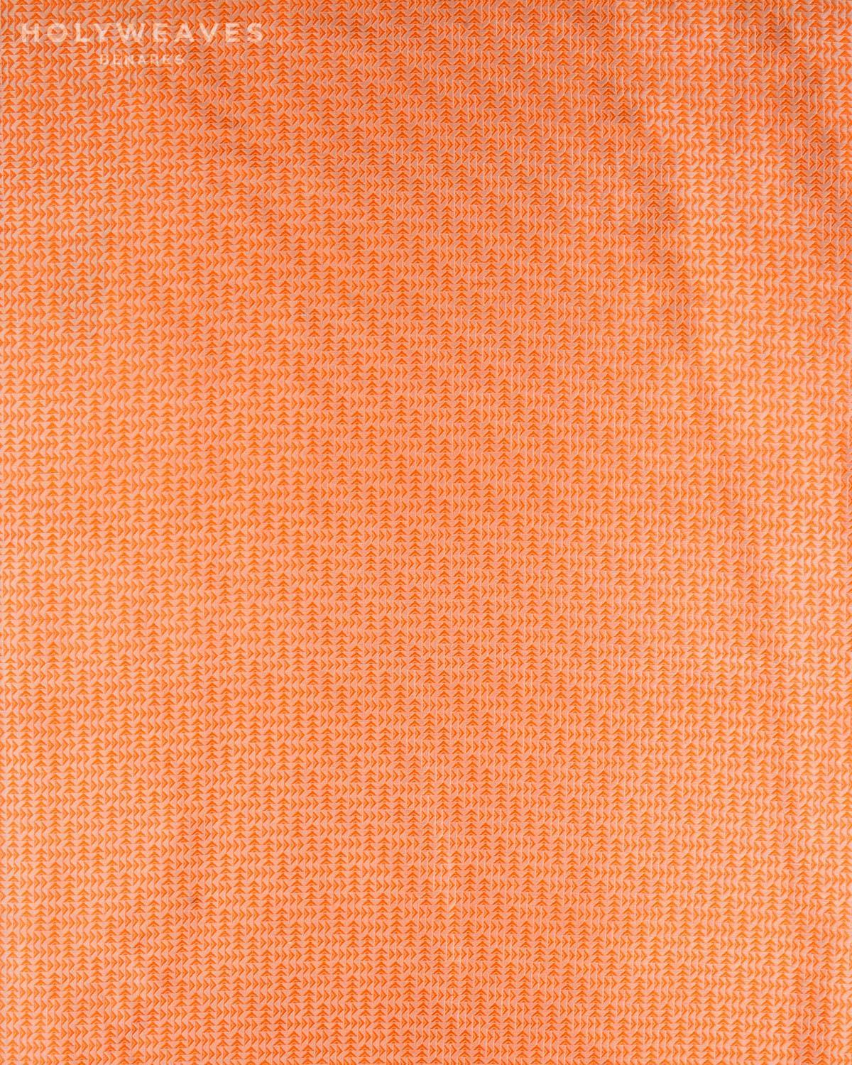 Metalllic Orange Banarasi Arrowhead Tanchoi Handwoven Katan Tissue Fabric - By HolyWeaves, Benares